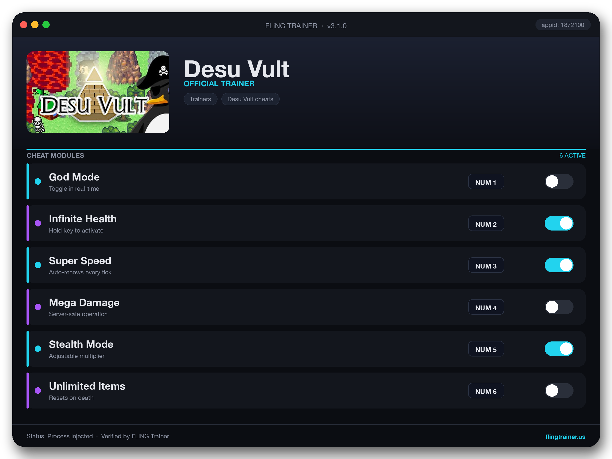 Desu Vult Trainer interface