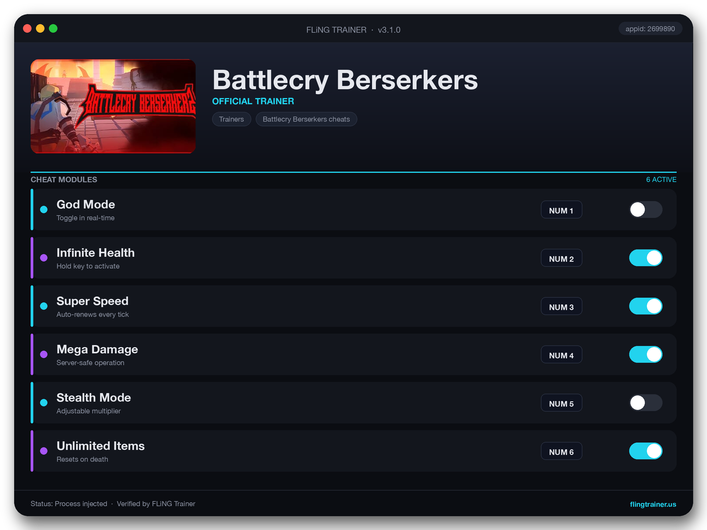 Battlecry Berserkers Trainer interface