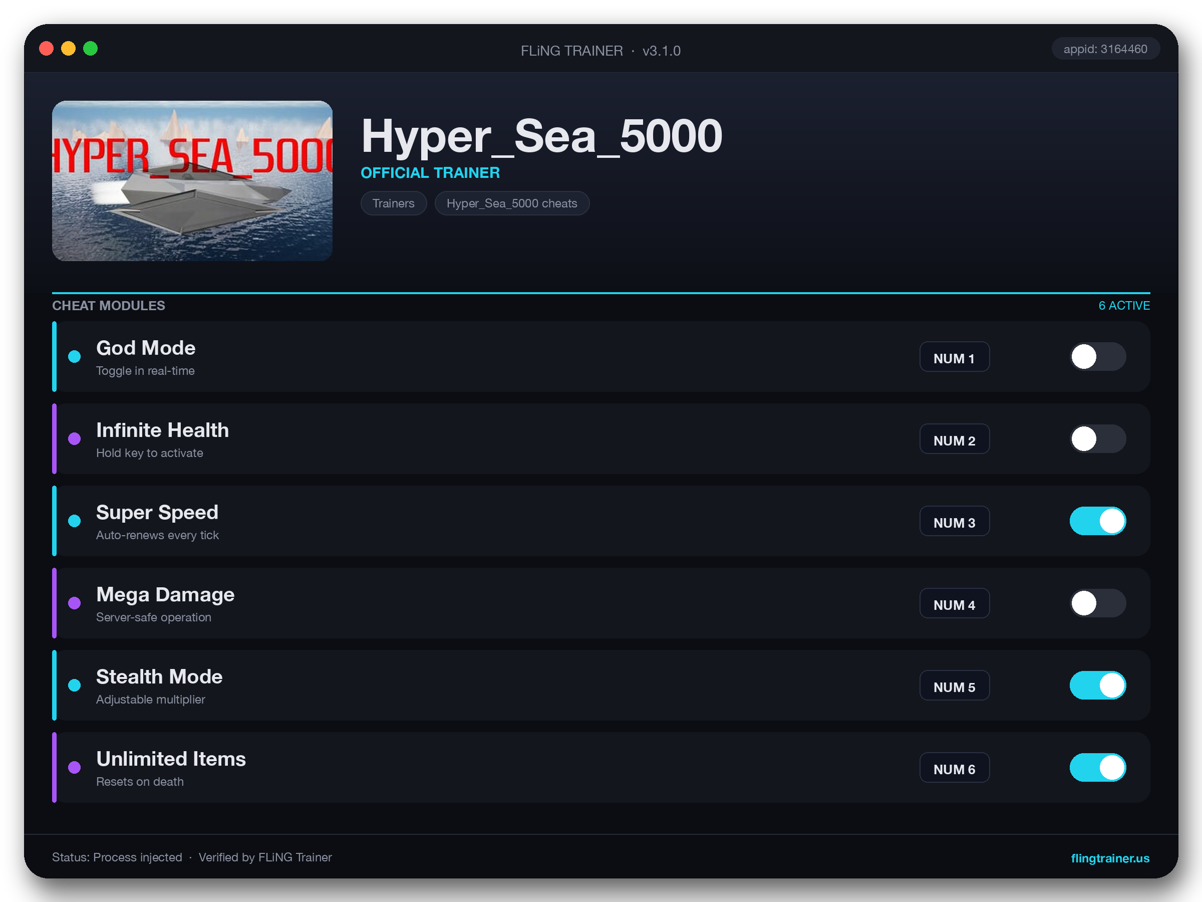 Hyper_Sea_5000 Trainer interface