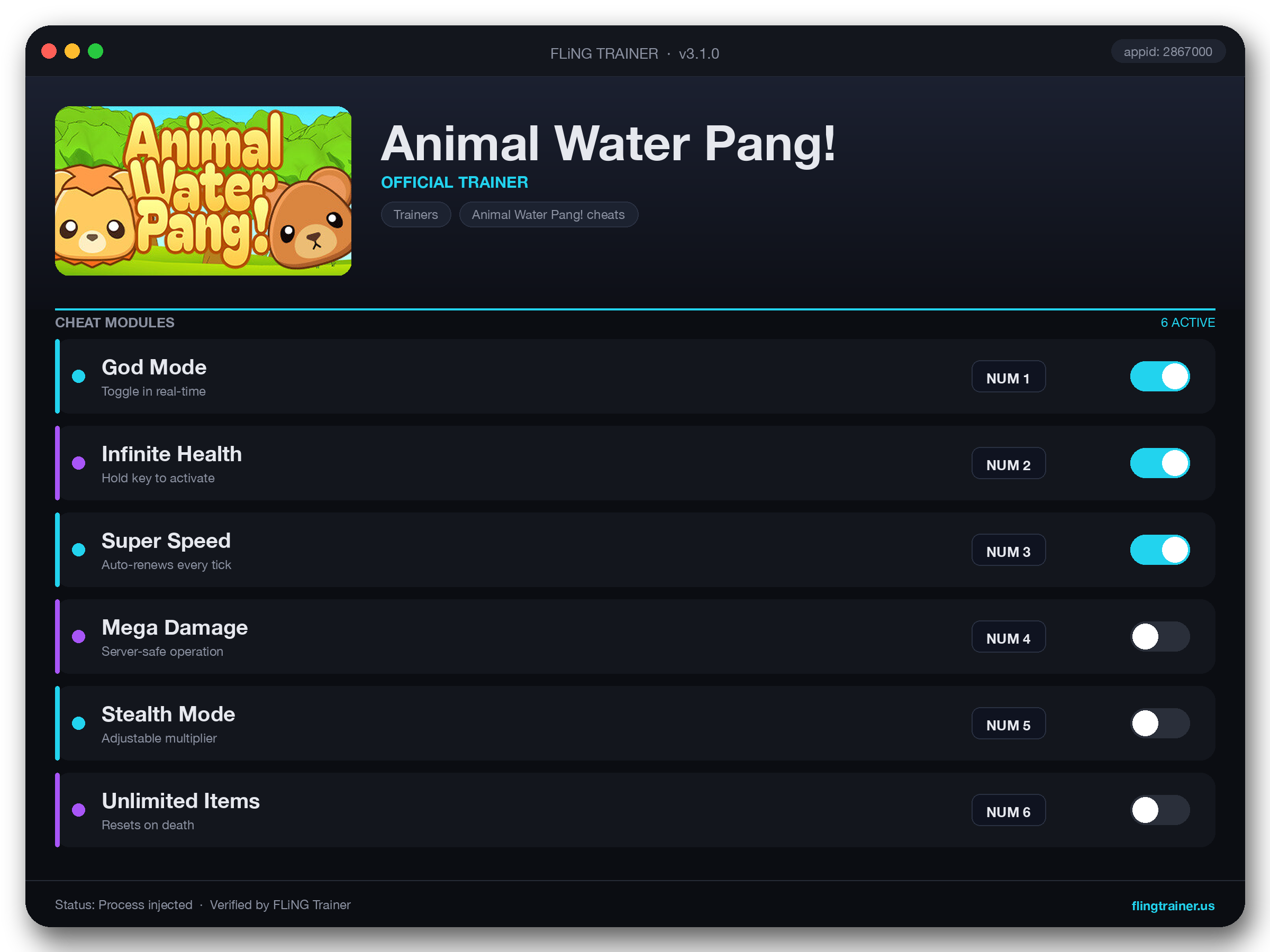 Animal Water Pang! Trainer interface