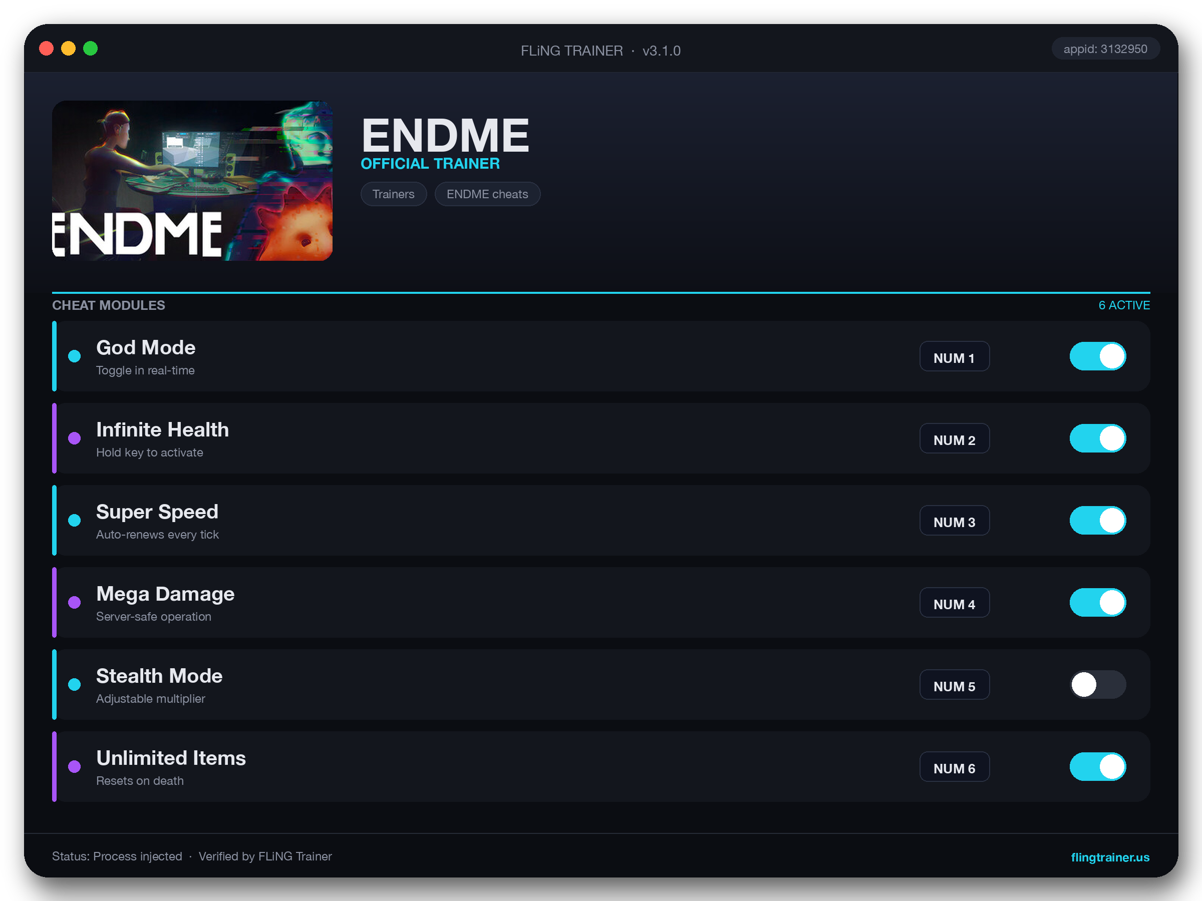 ENDME Trainer interface