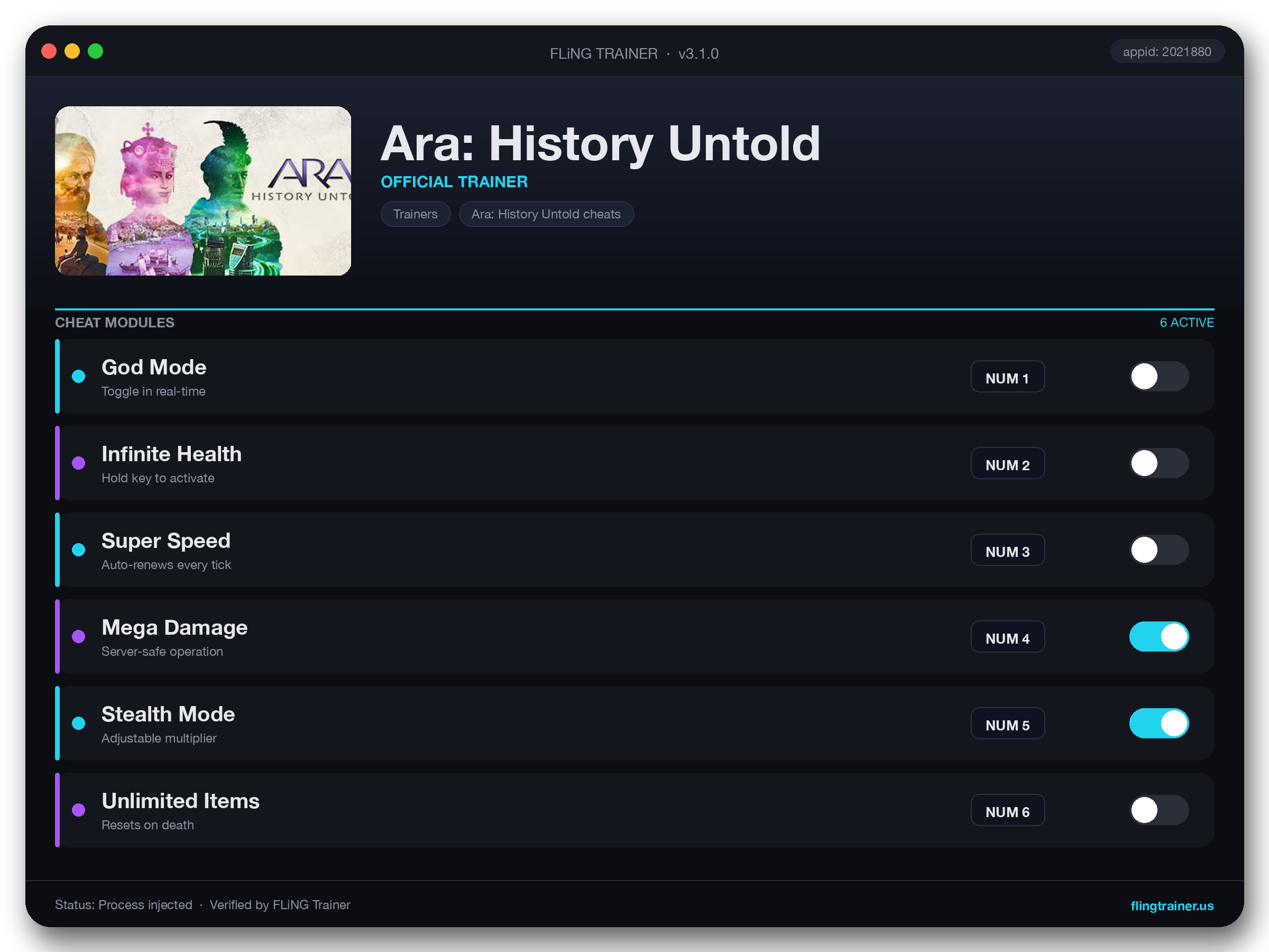 Ara: History Untold Trainer interface