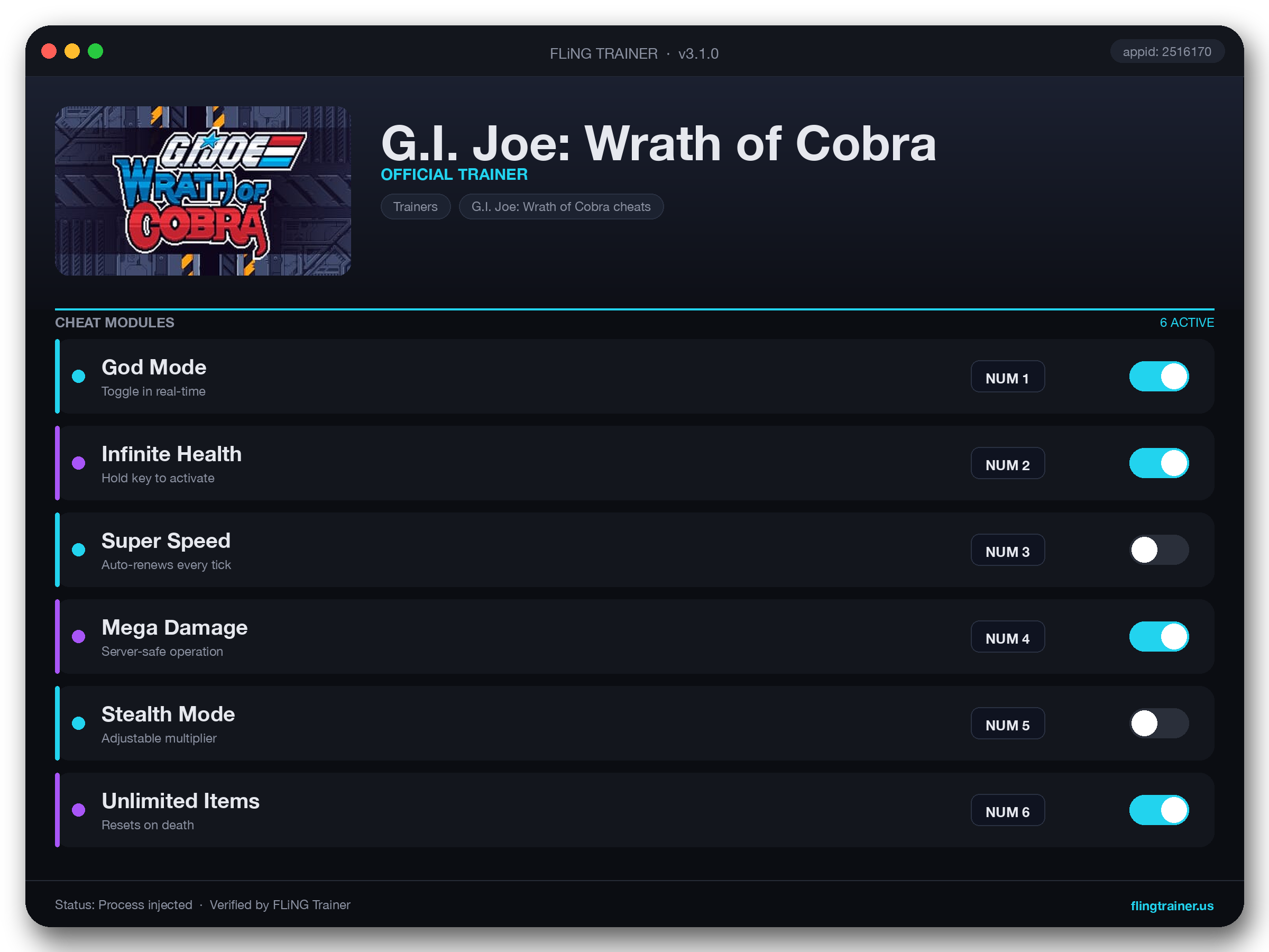 G.I. Joe: Wrath of Cobra Trainer interface