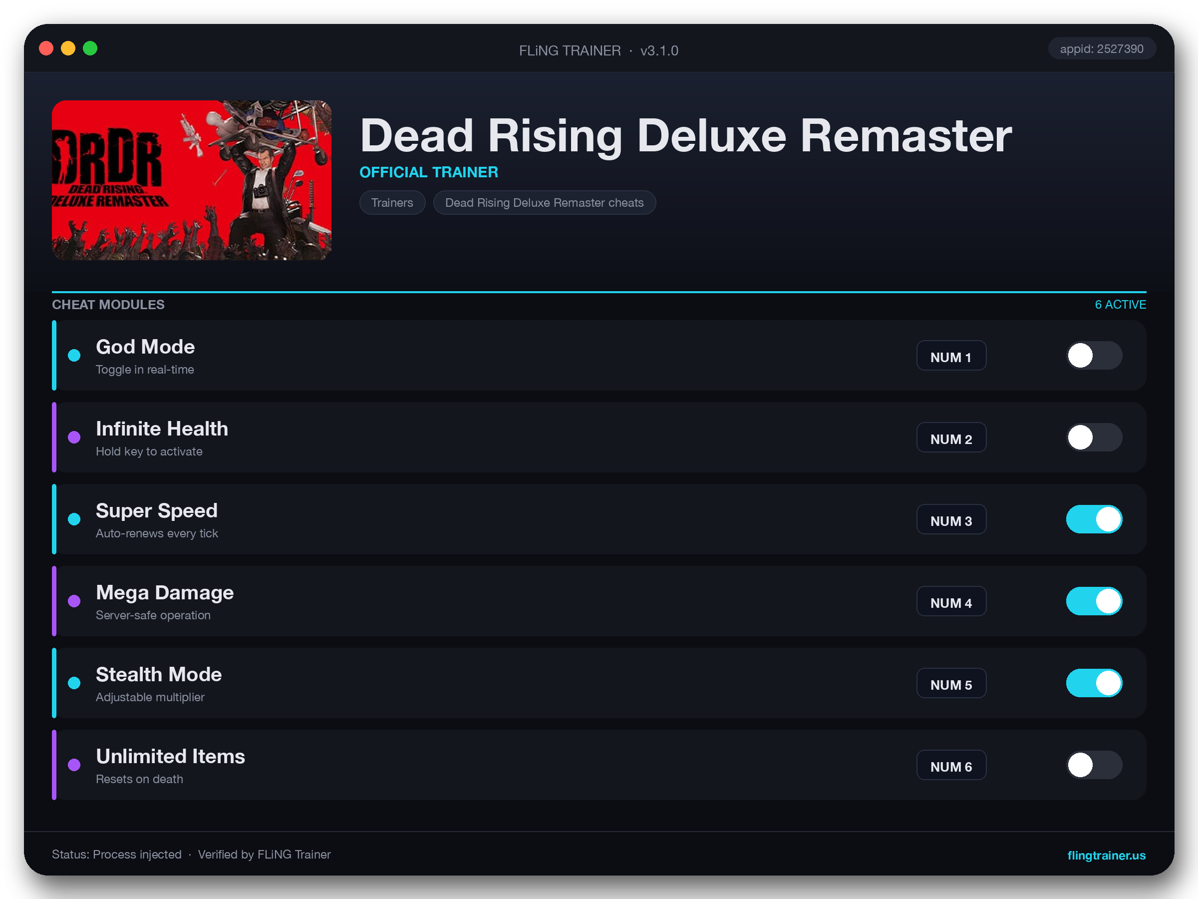 Dead Rising Deluxe Remaster Trainer interface