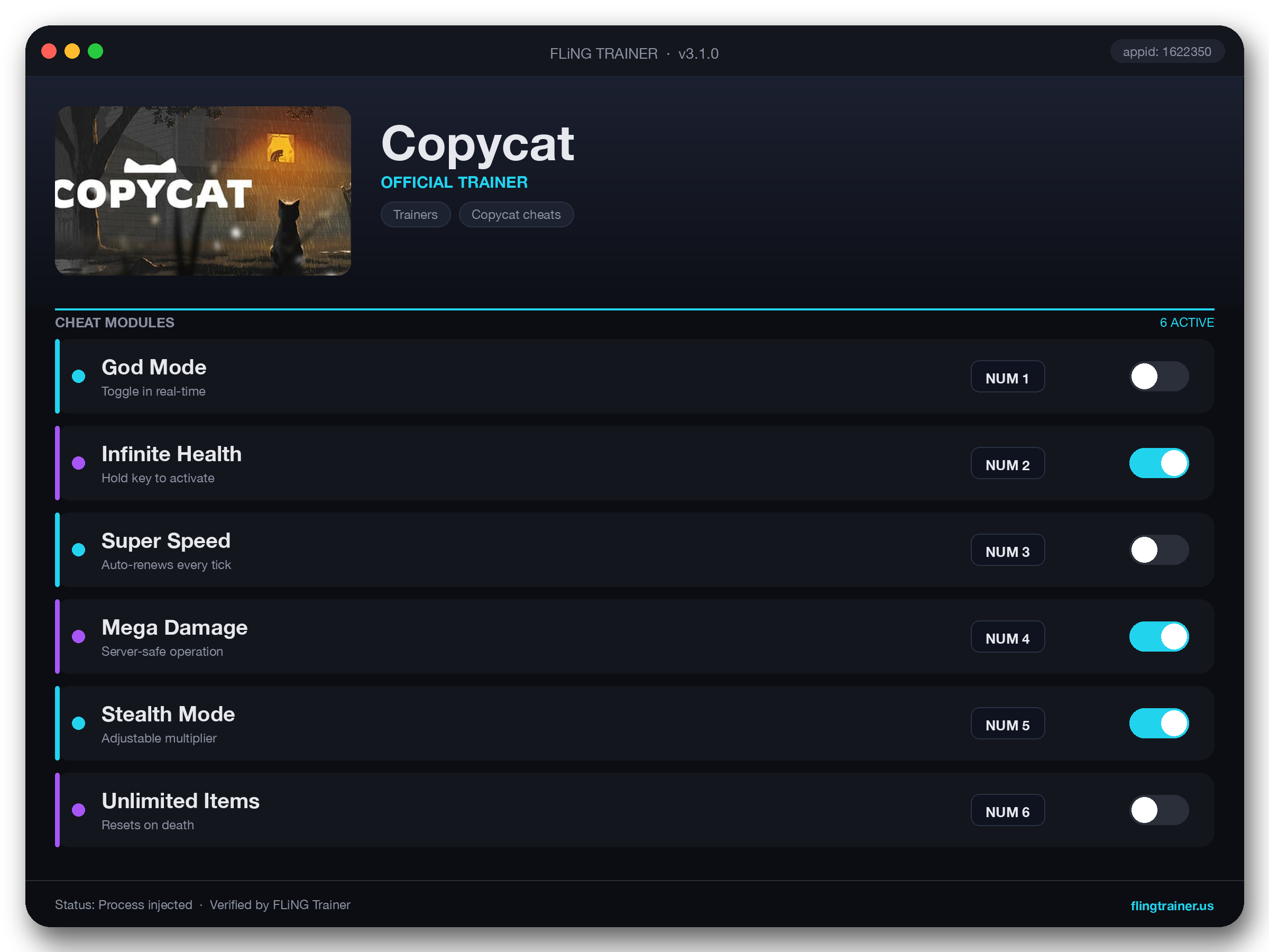 Copycat Trainer interface