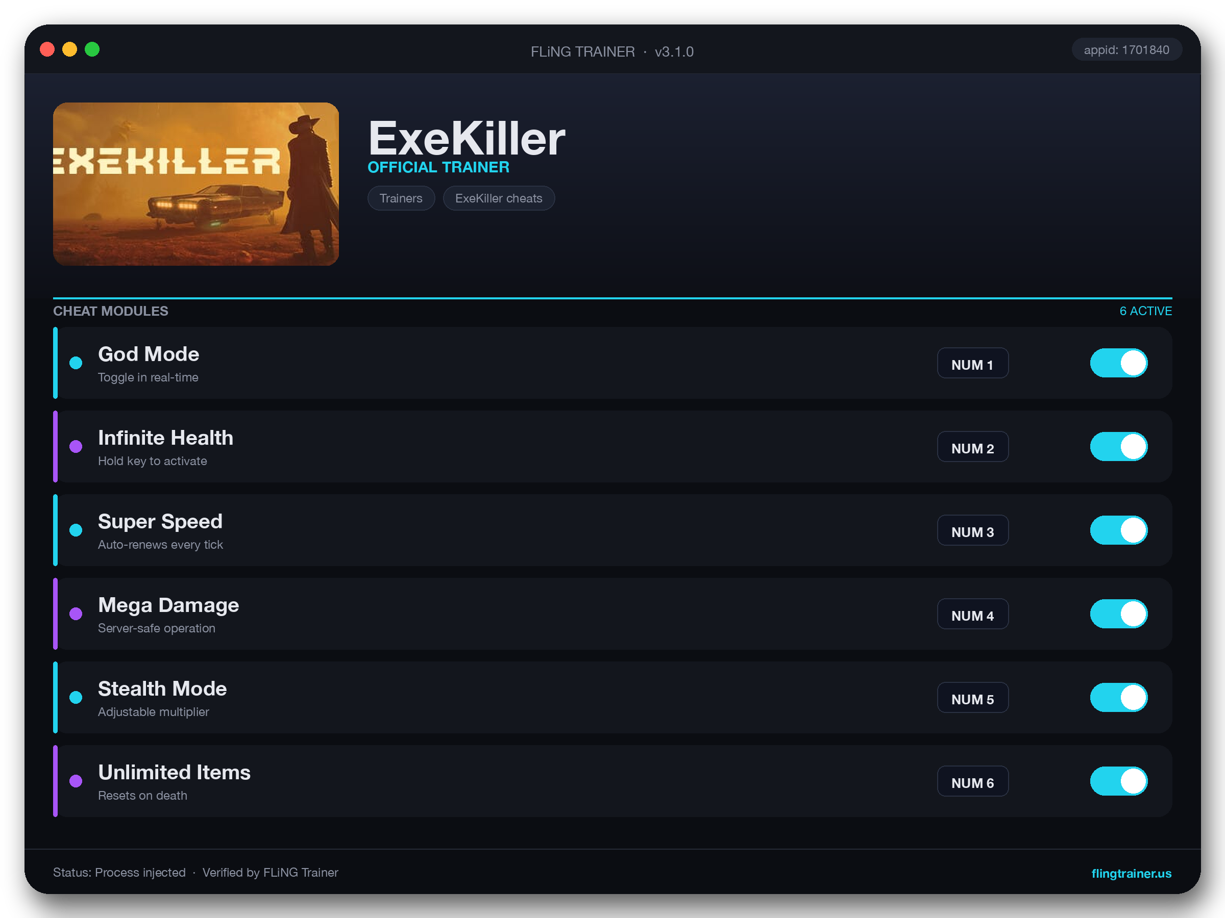 ExeKiller Trainer interface