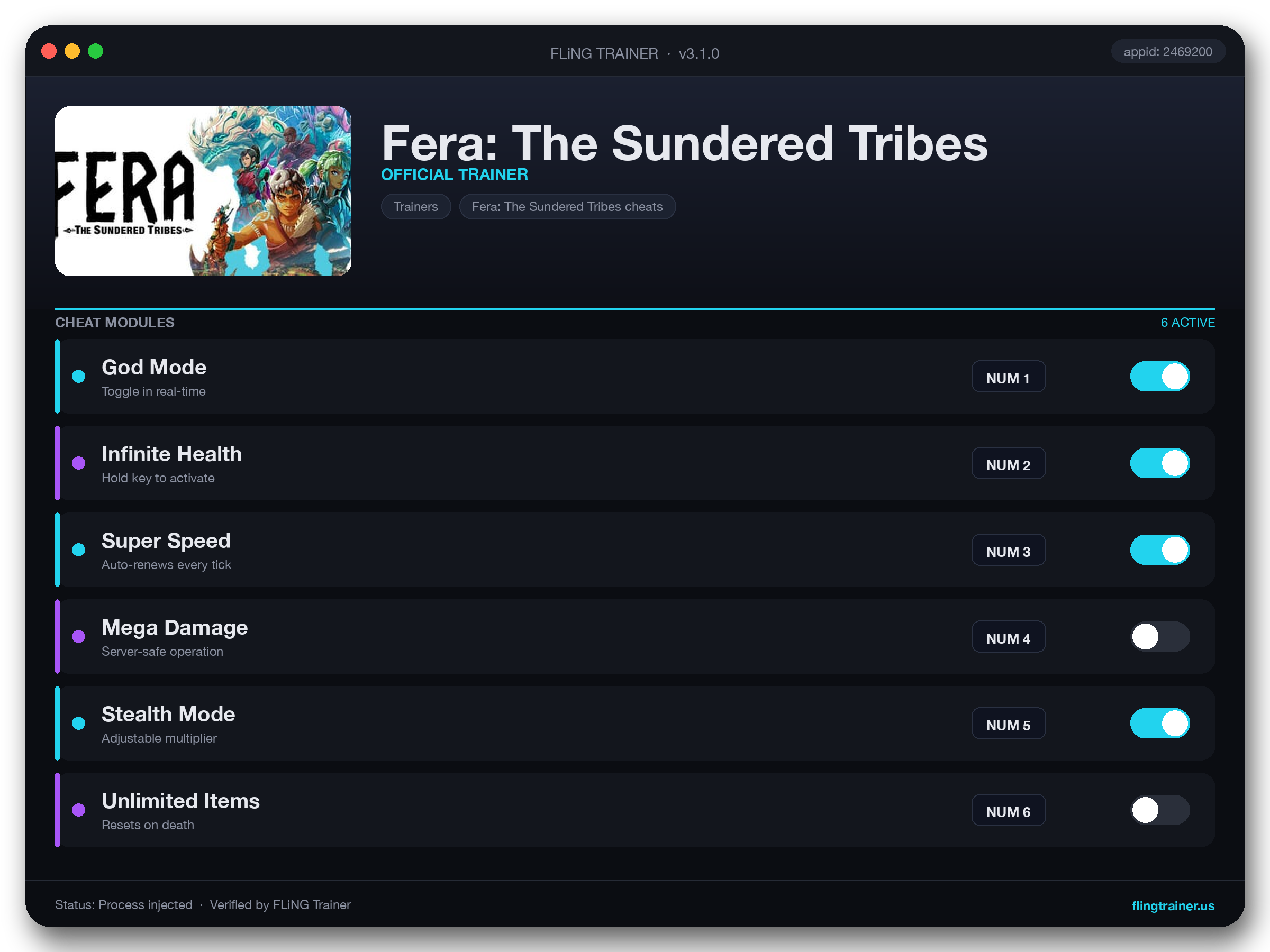 Fera: The Sundered Tribes Trainer interface