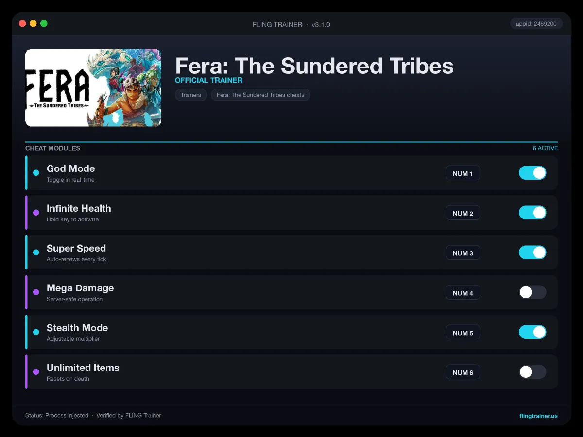 Fera: The Sundered Tribes Trainer interface