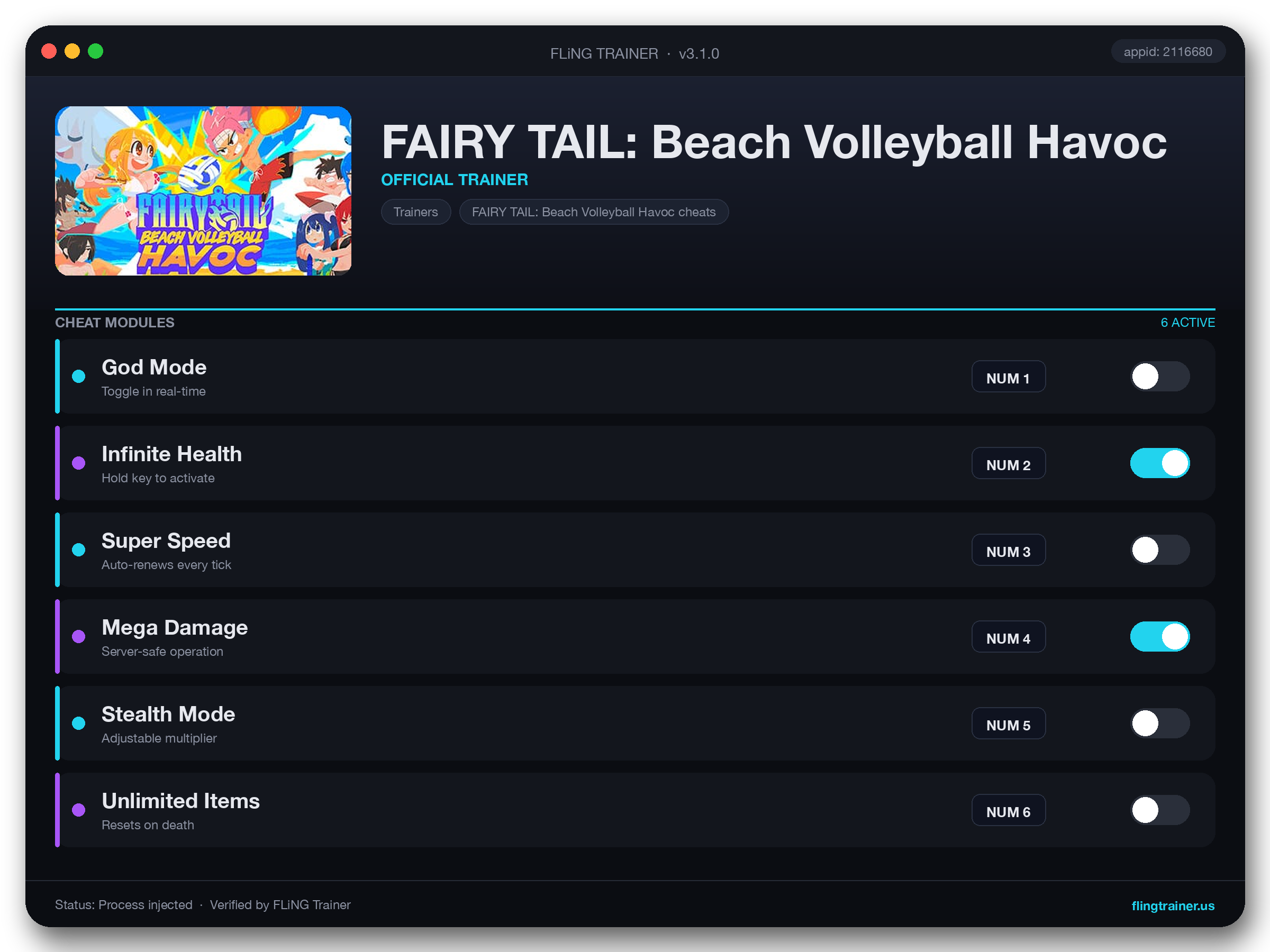 FAIRY TAIL: Beach Volleyball Havoc Trainer interface