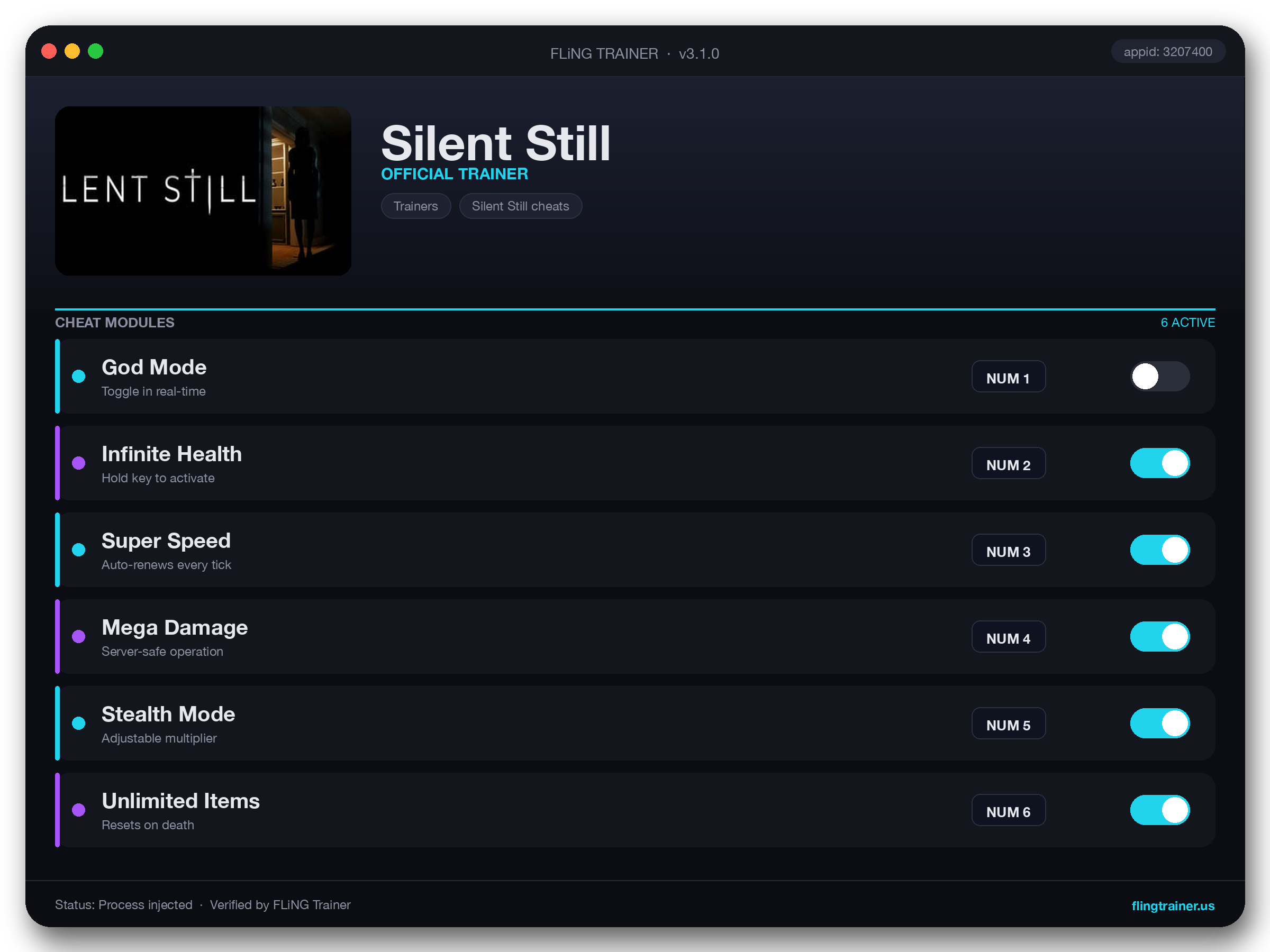 Silent Still Trainer interface