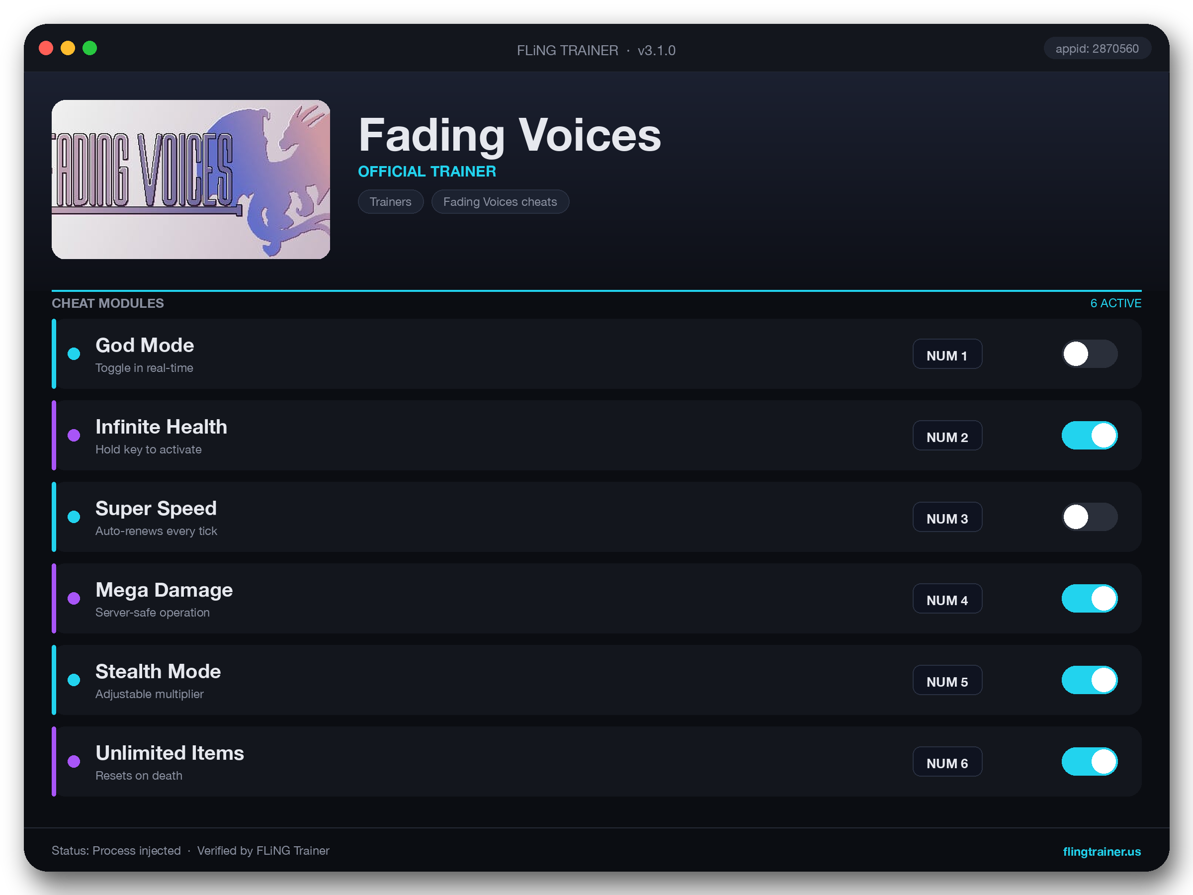 Fading Voices Trainer interface