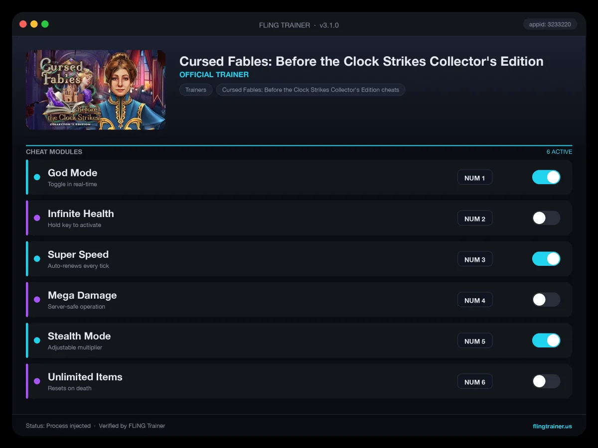 Cursed Fables: Before the Clock Strikes Collector's Edition Trainer interface