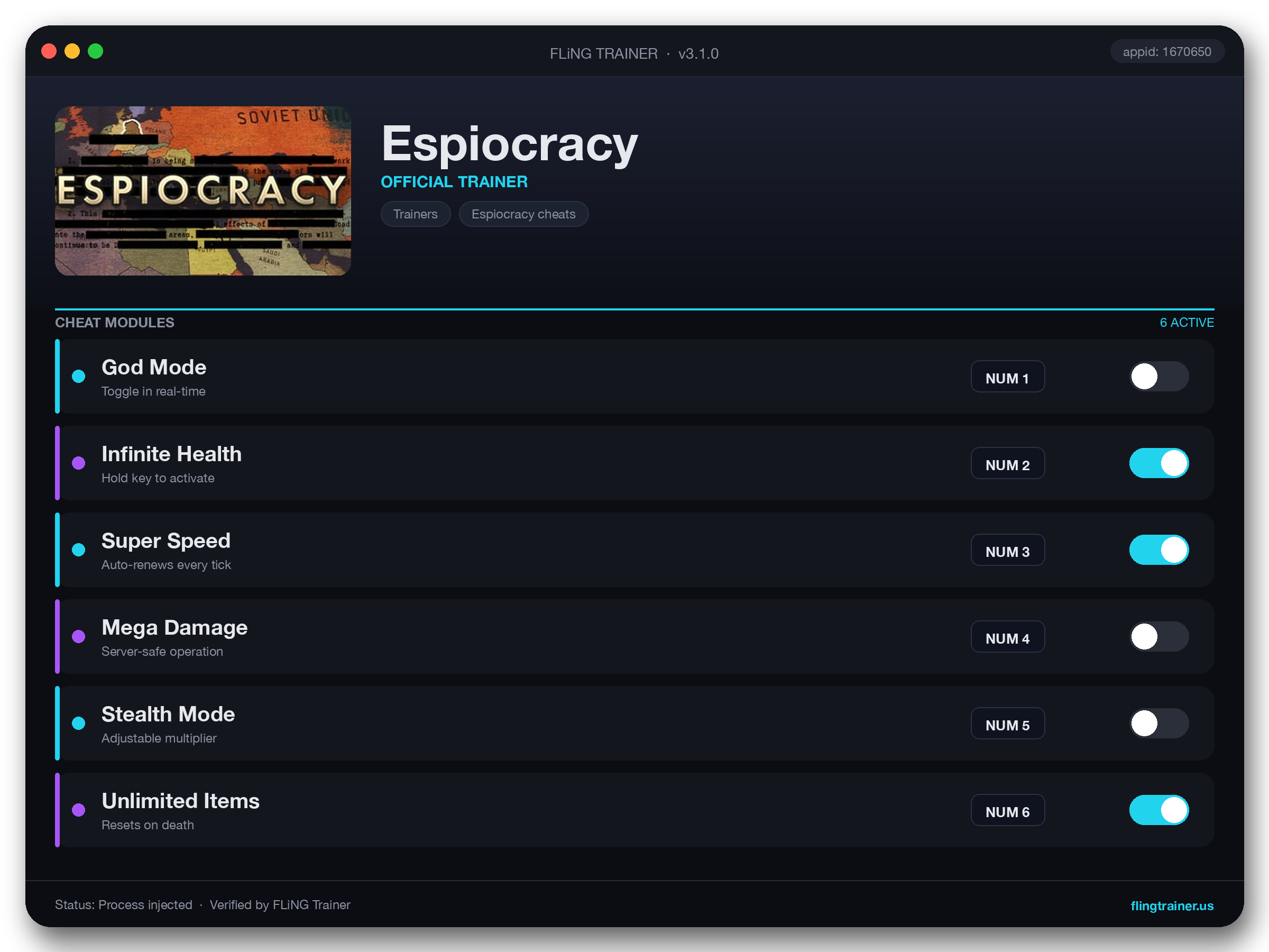 Espiocracy Trainer interface