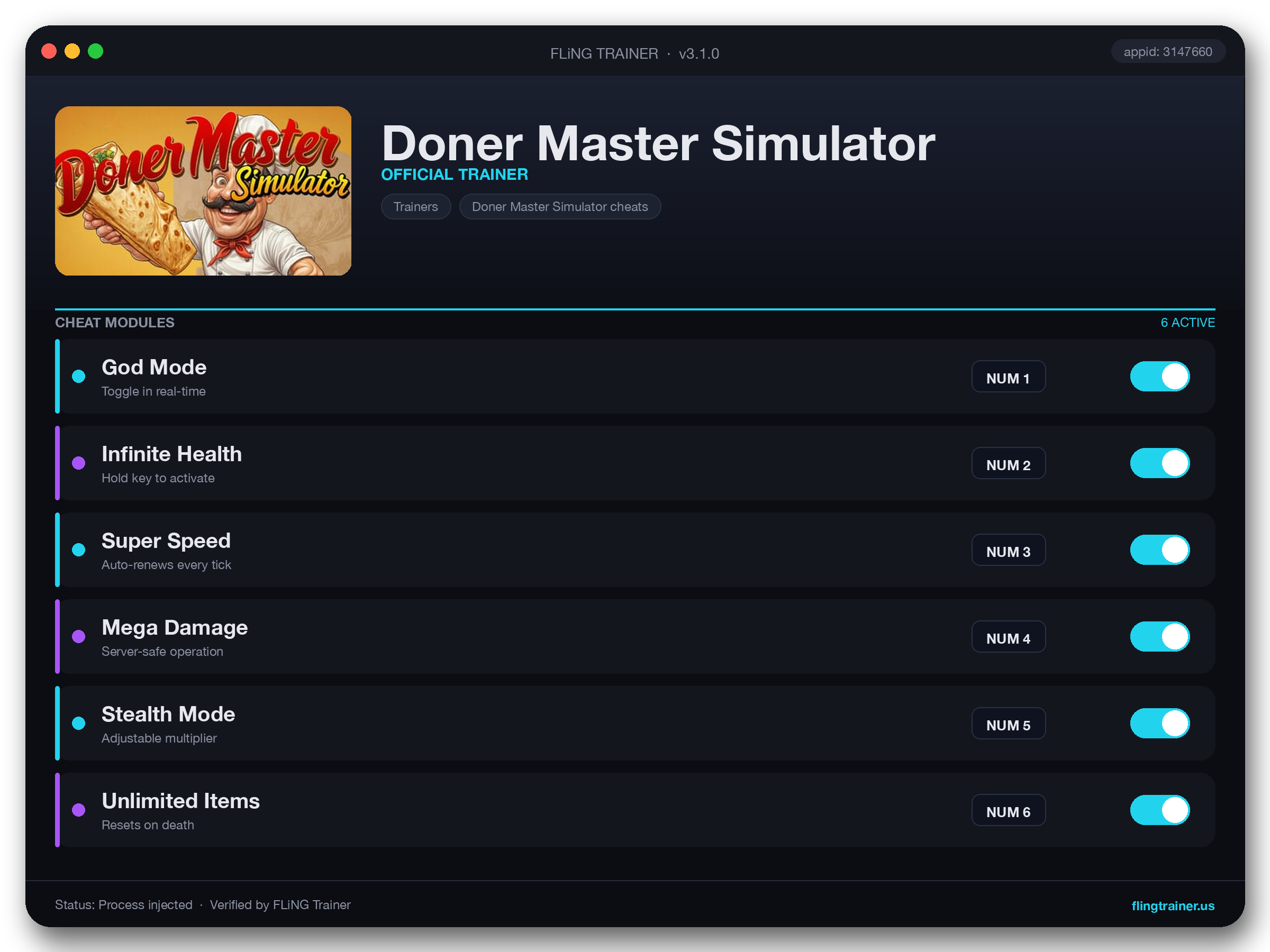 Doner Master Simulator Trainer interface
