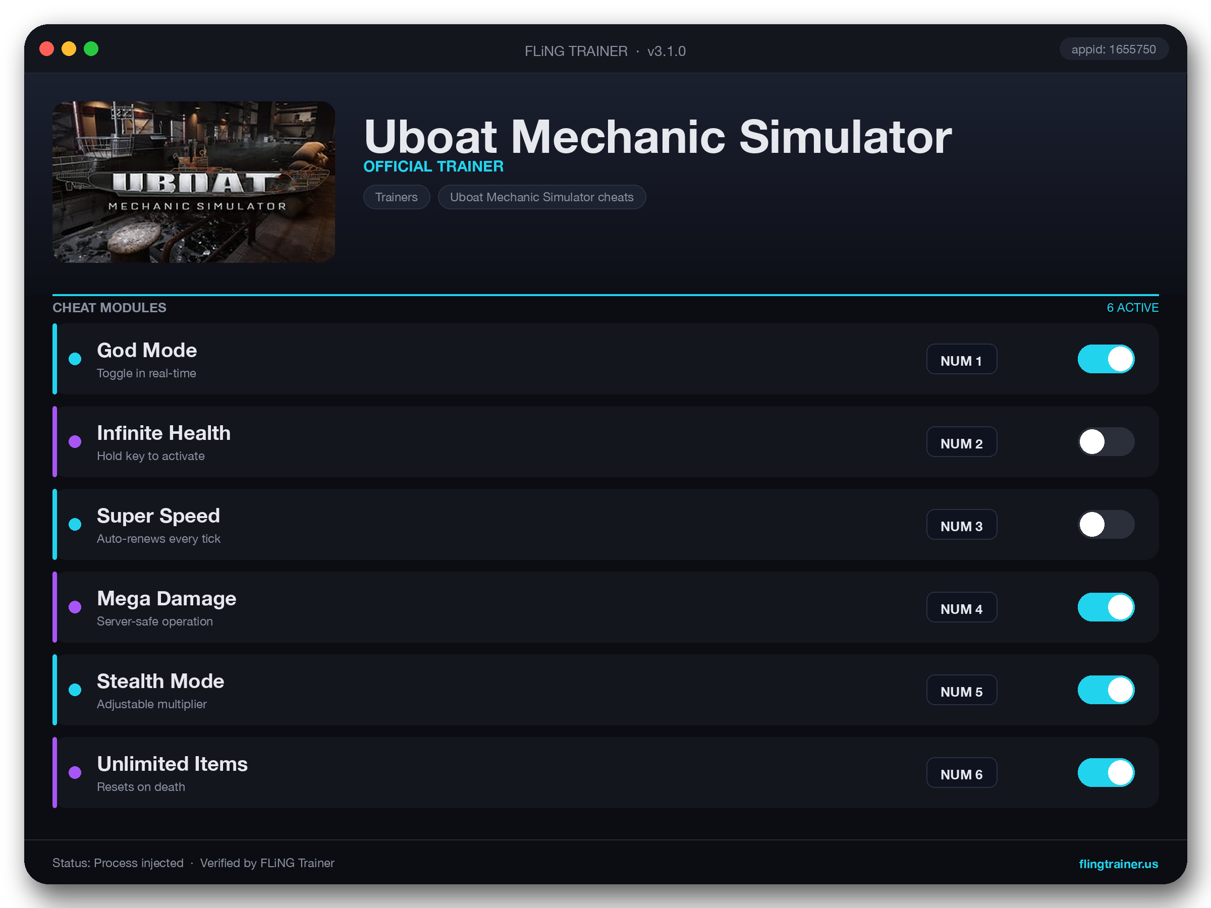 Uboat Mechanic Simulator Trainer interface