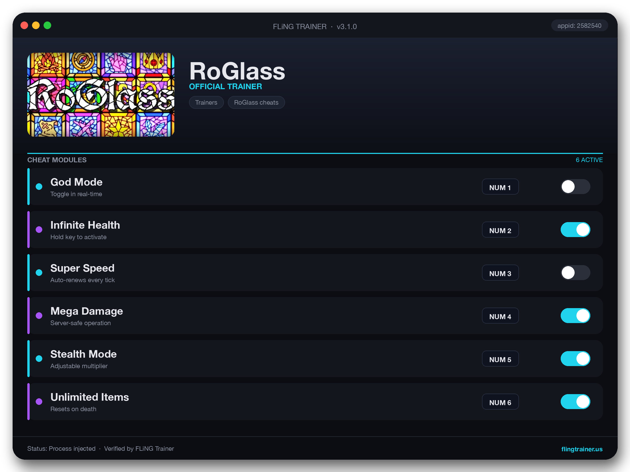 RoGlass Trainer interface