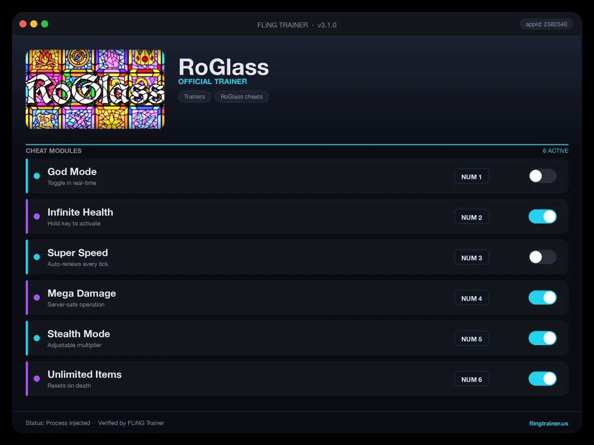 RoGlass Trainer interface