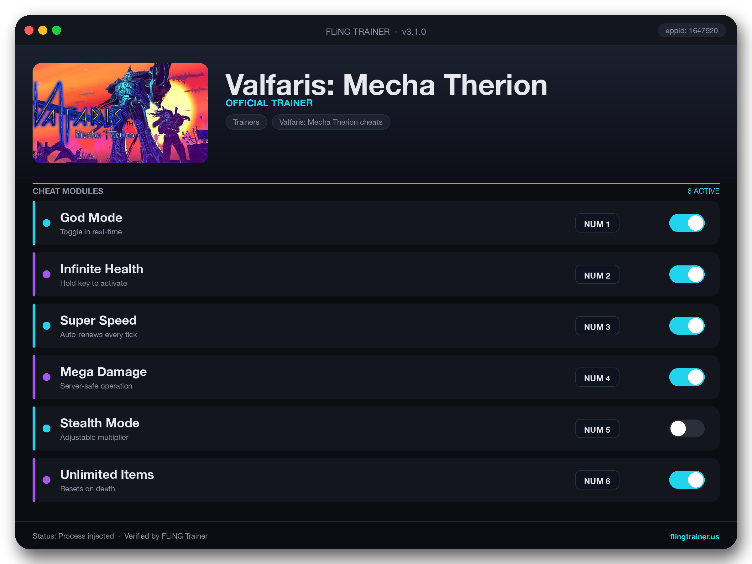 Valfaris: Mecha Therion Trainer interface