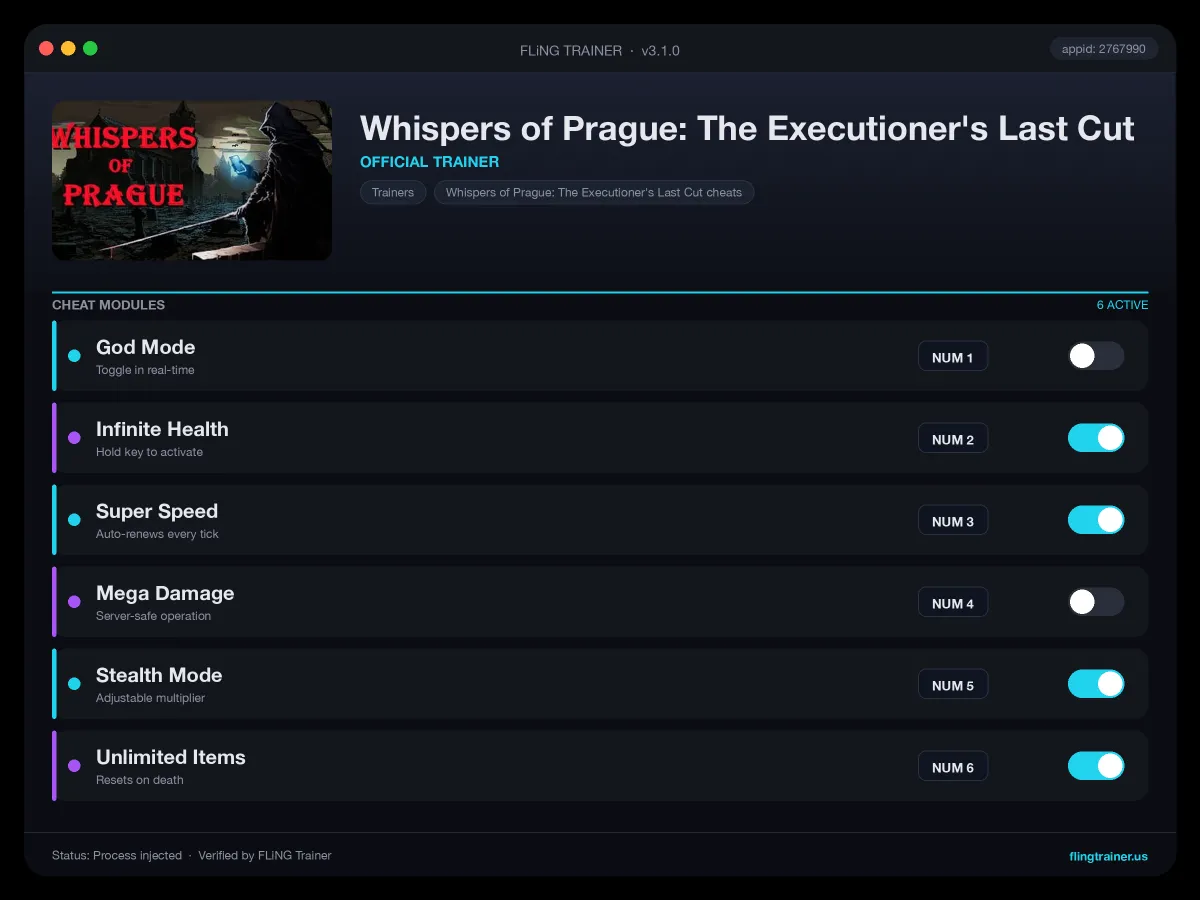 Whispers of Prague: The Executioner's Last Cut Trainer interface