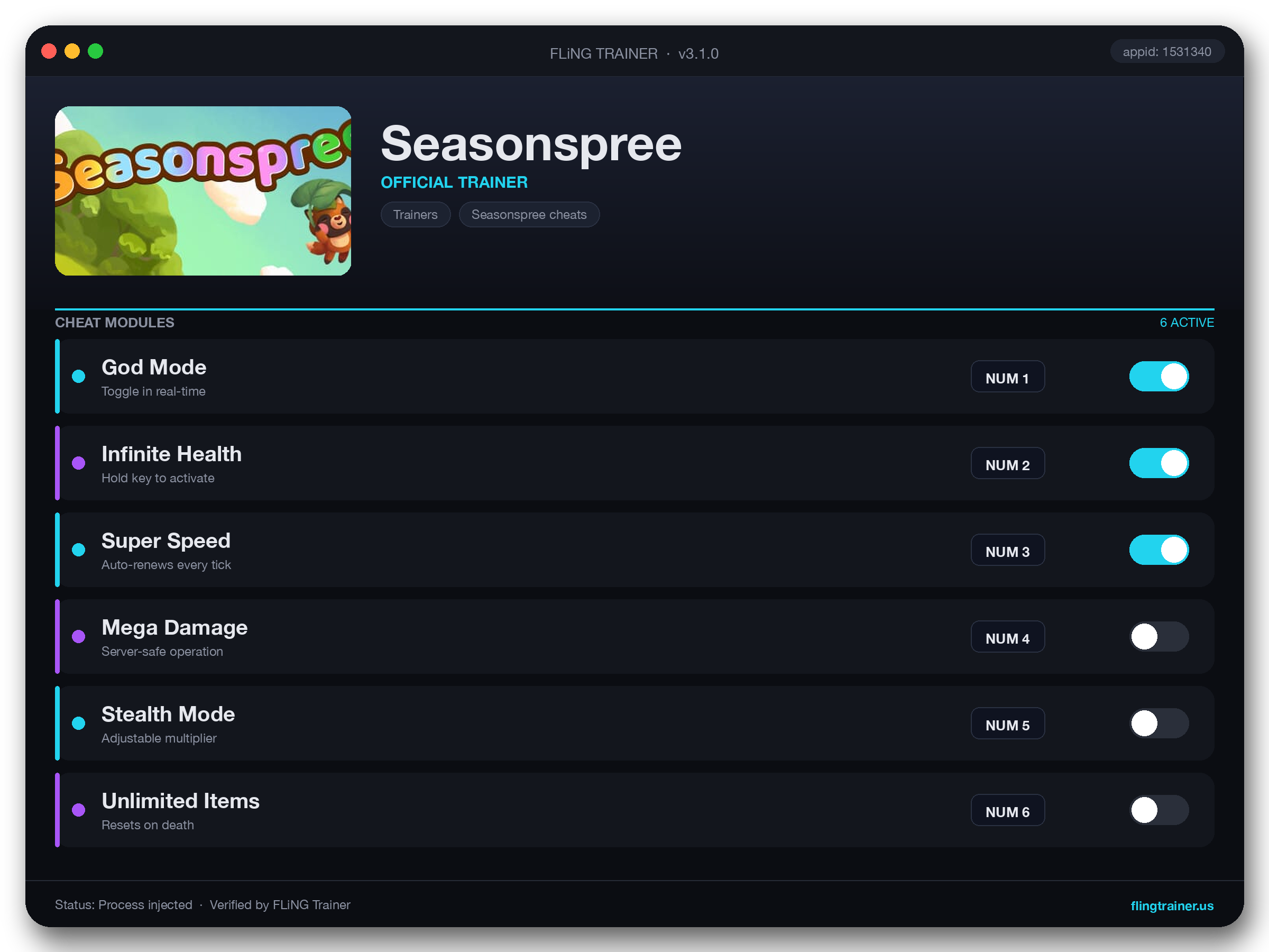 Seasonspree Trainer interface