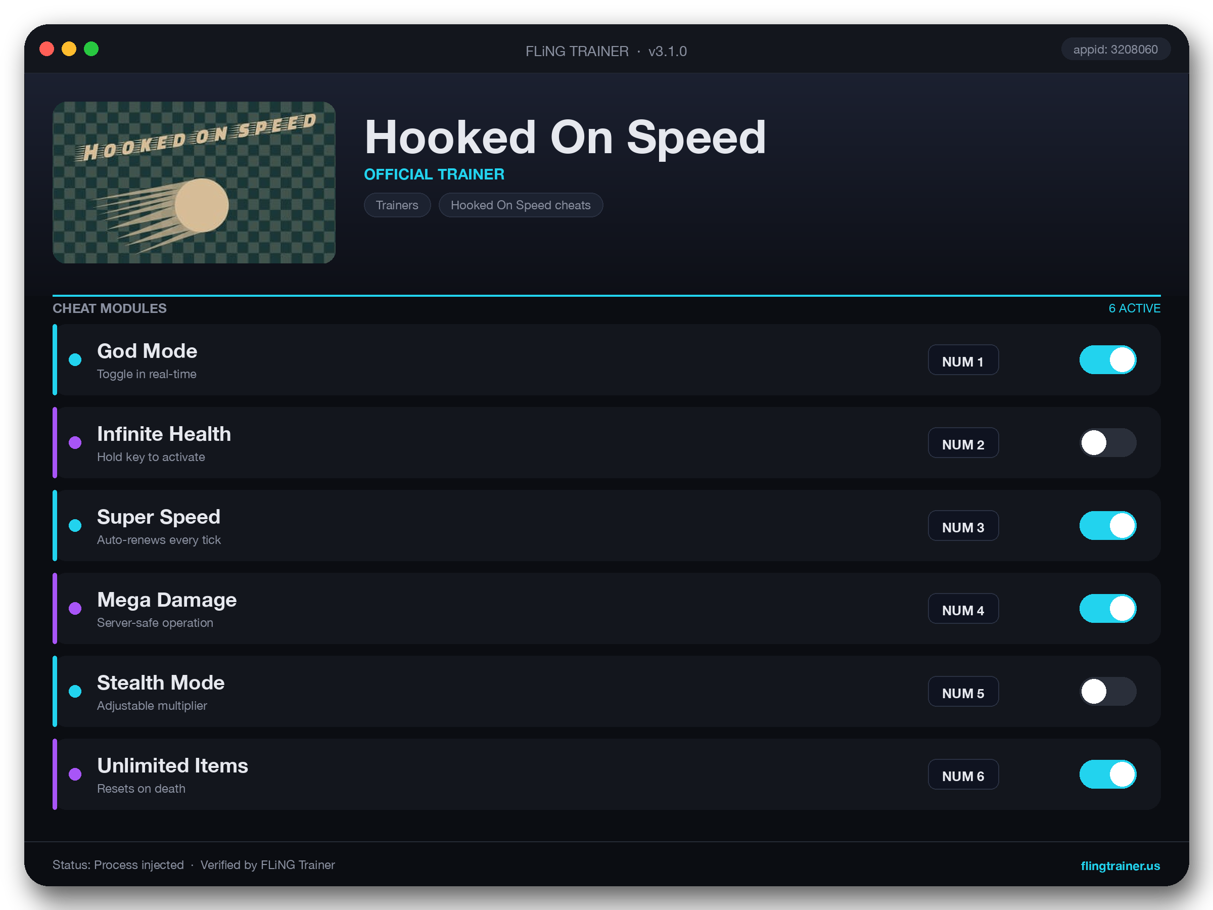 Hooked On Speed Trainer interface