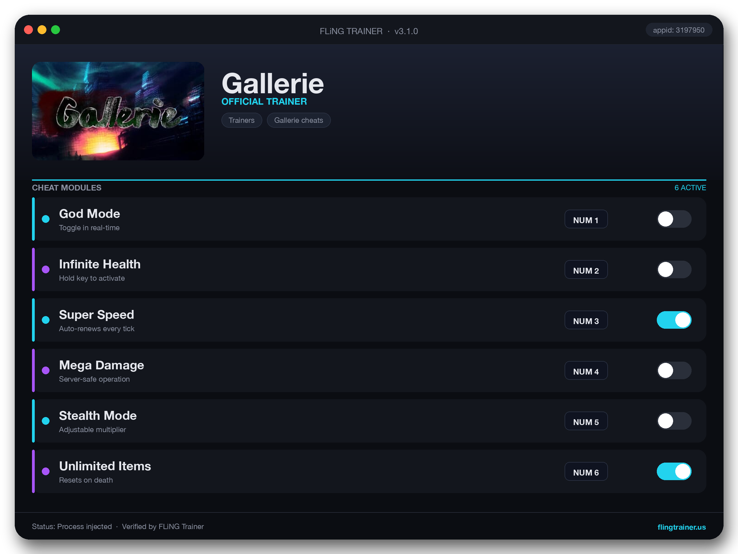 Gallerie Trainer interface