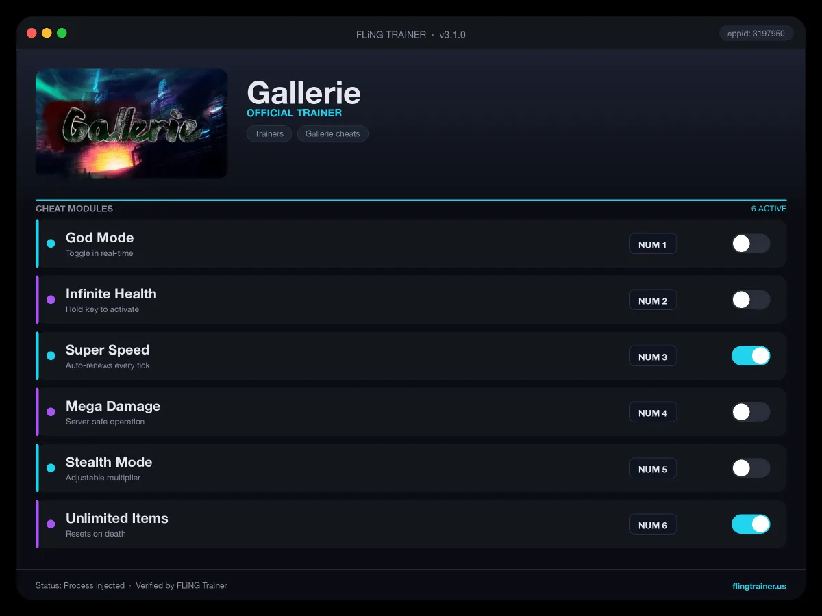 Gallerie Trainer interface
