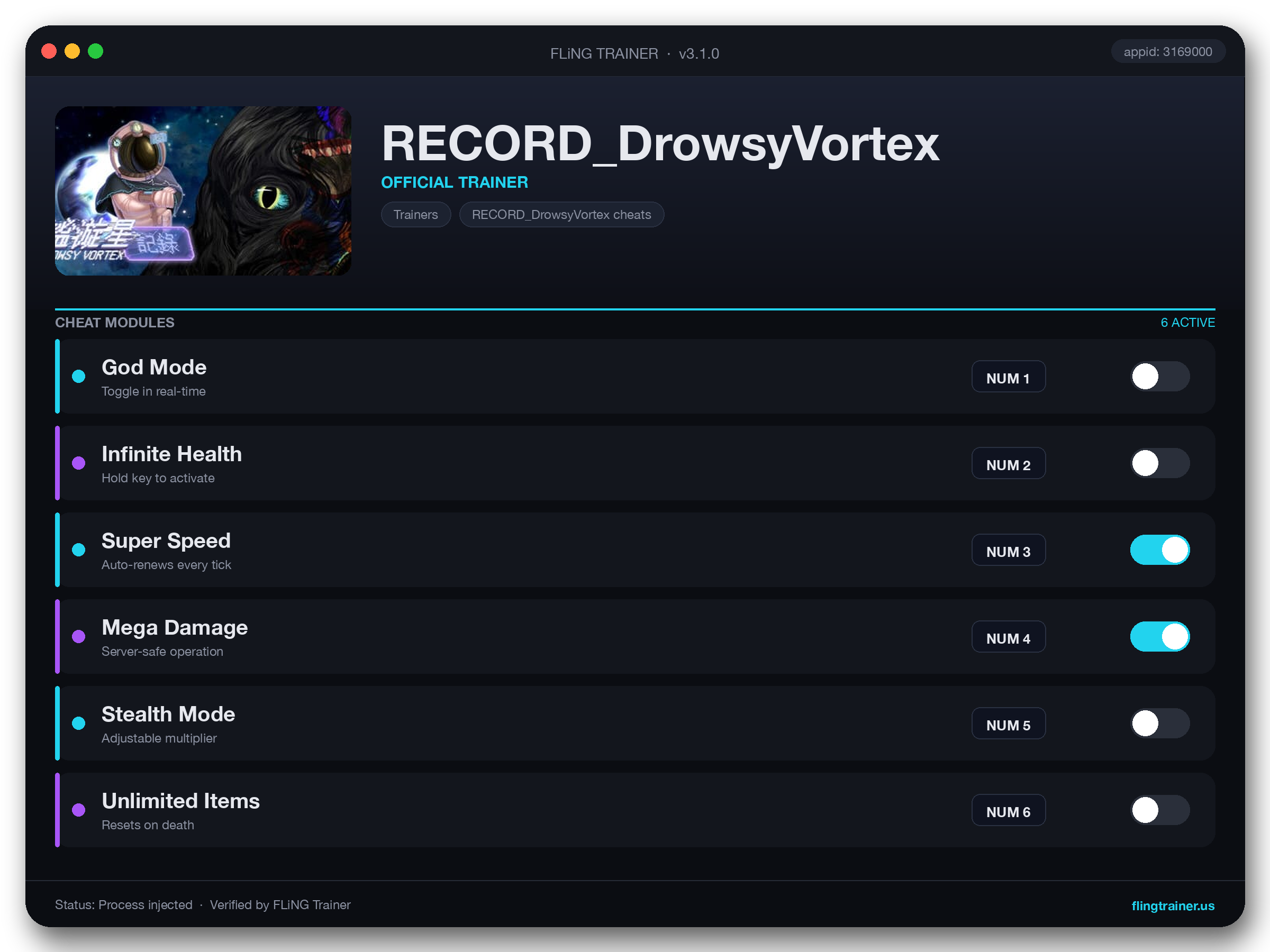 RECORD_DrowsyVortex Trainer interface