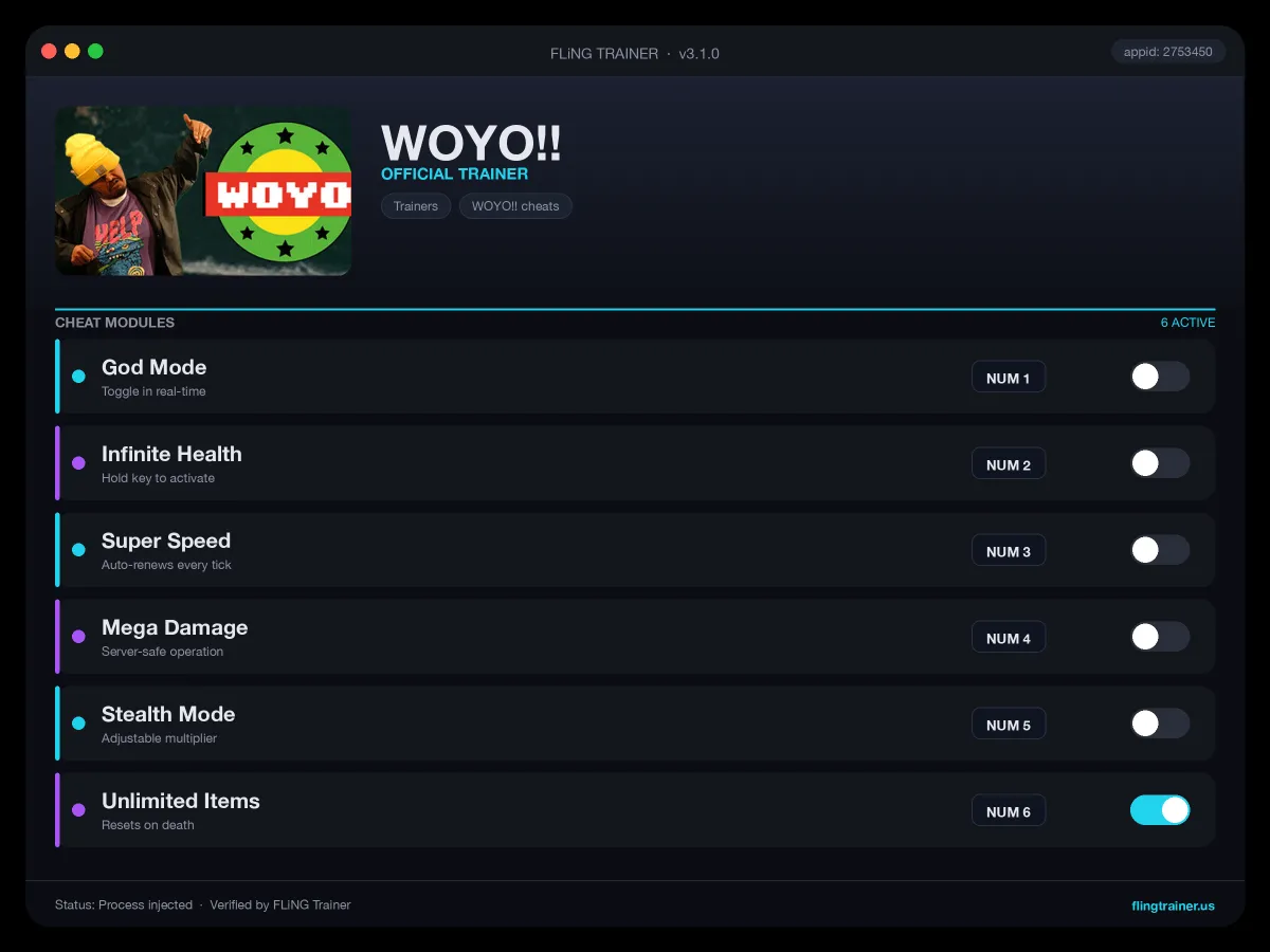 WOYO!! Trainer interface