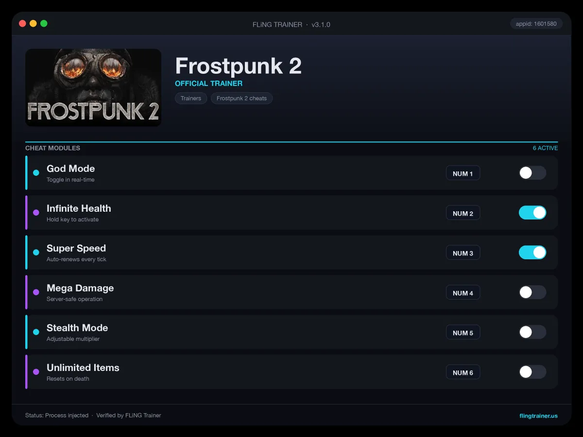 Frostpunk 2 Trainer interface