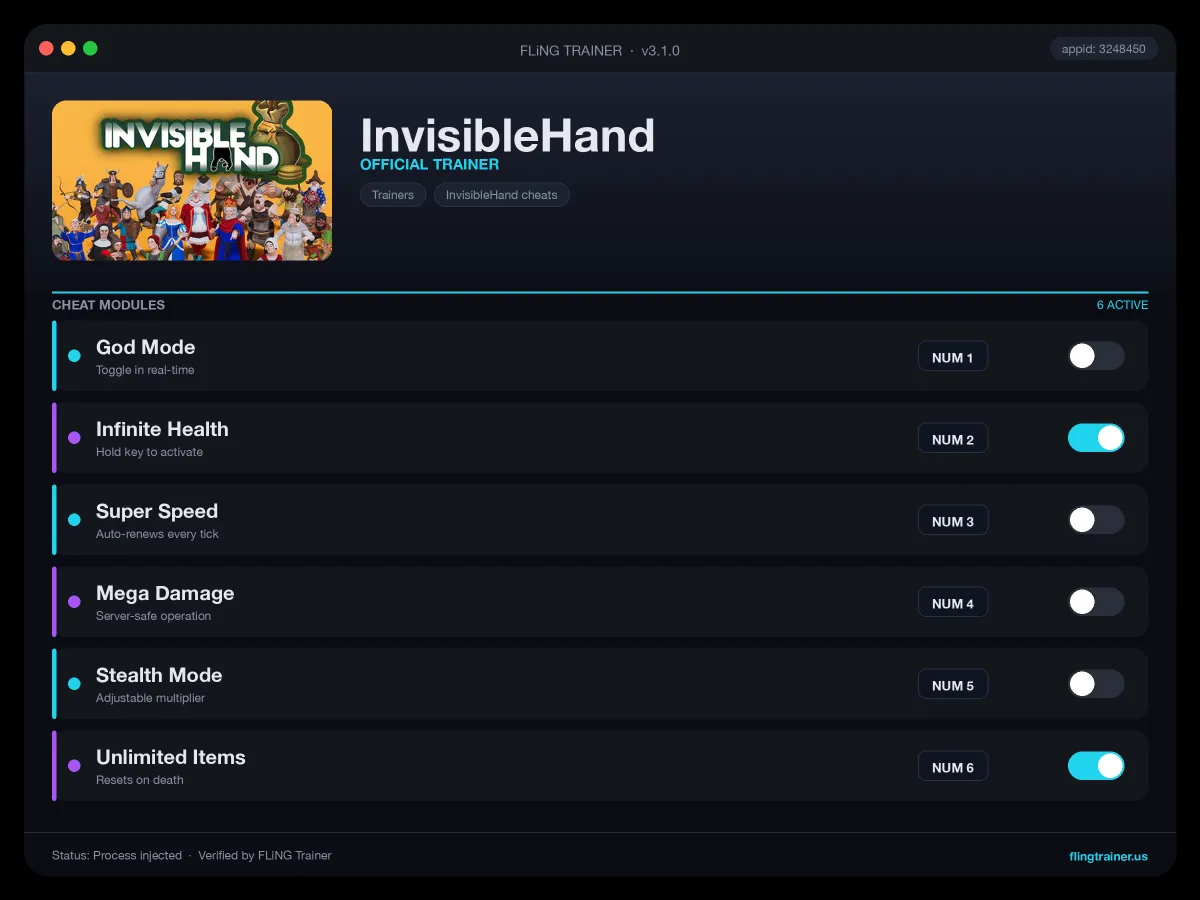 InvisibleHand Trainer interface