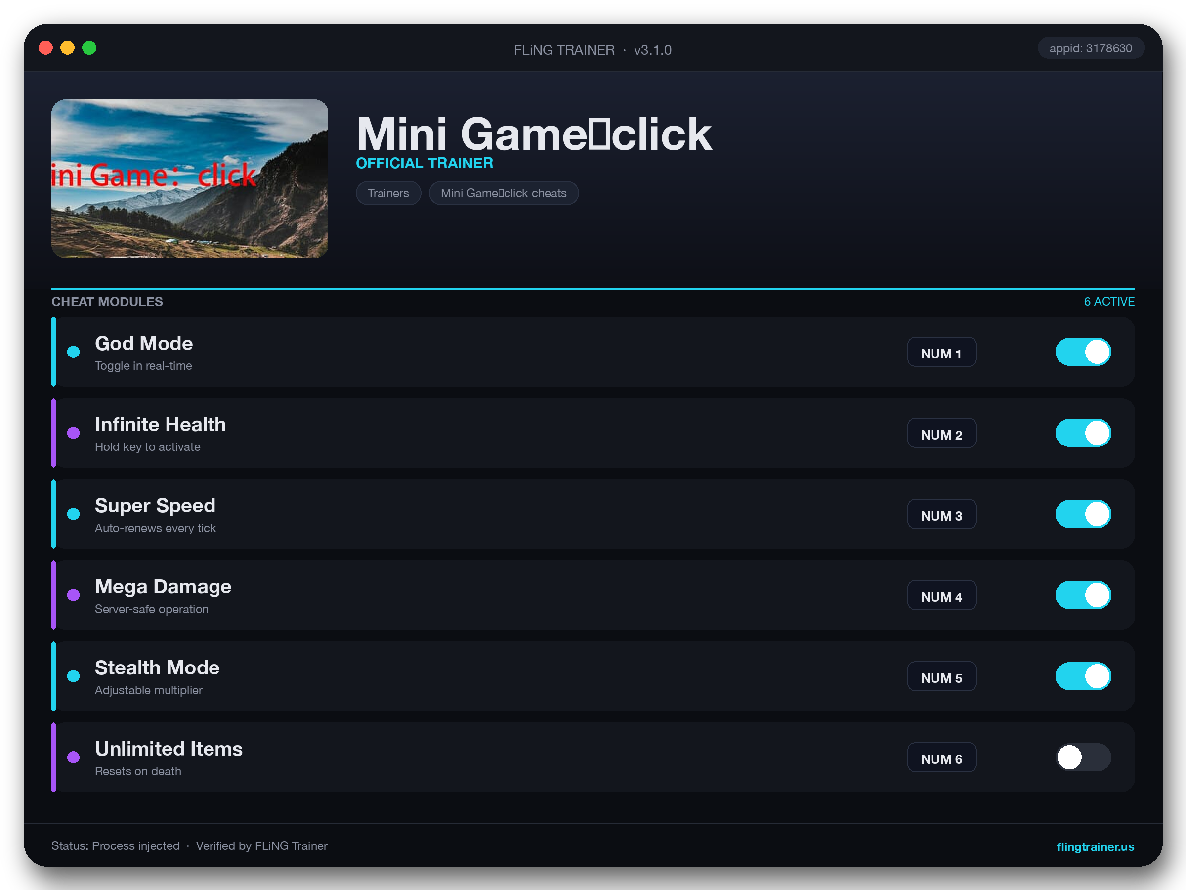 Mini Game:click Trainer interface