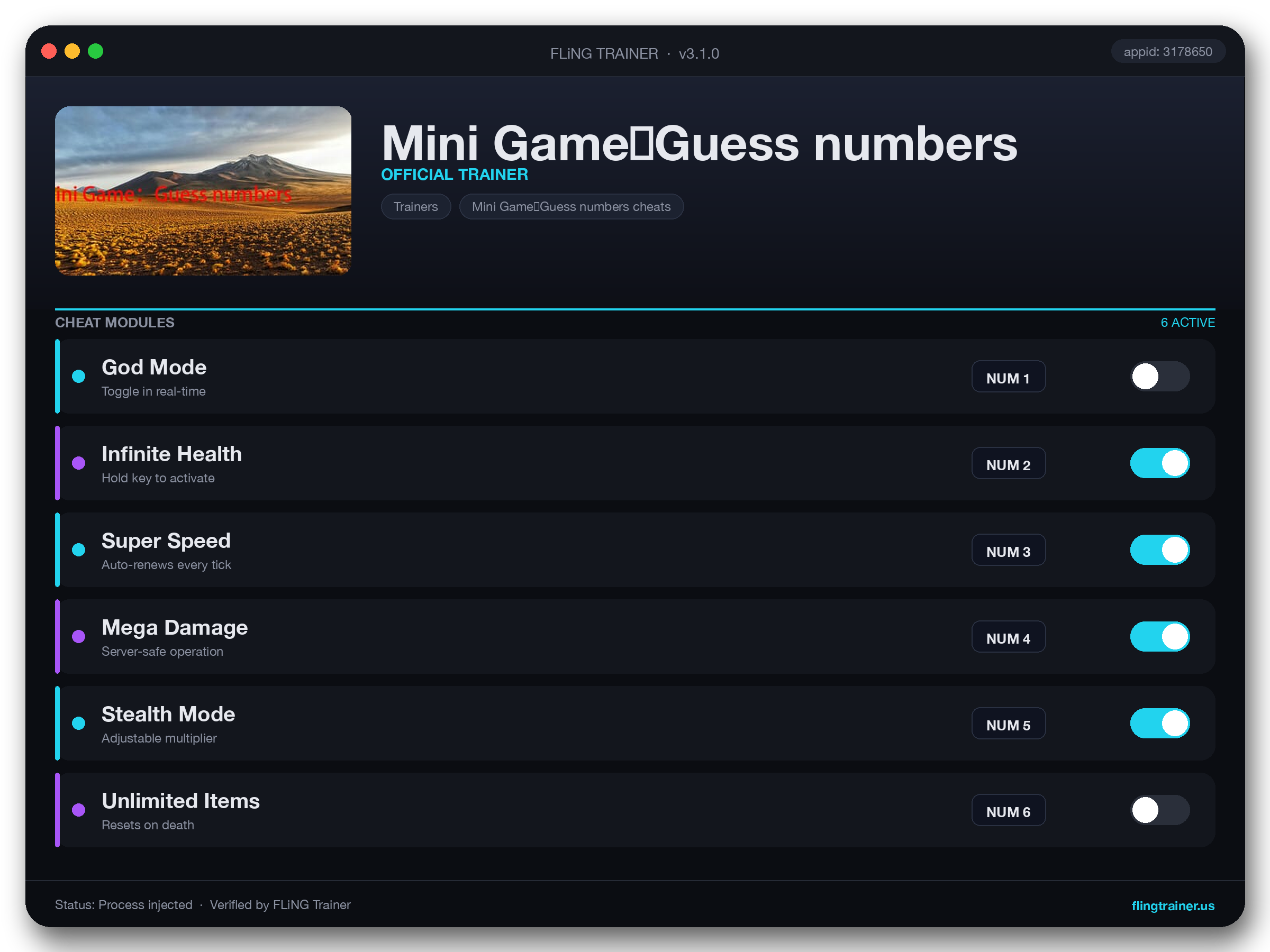 Mini Game：Guess numbers Trainer interface