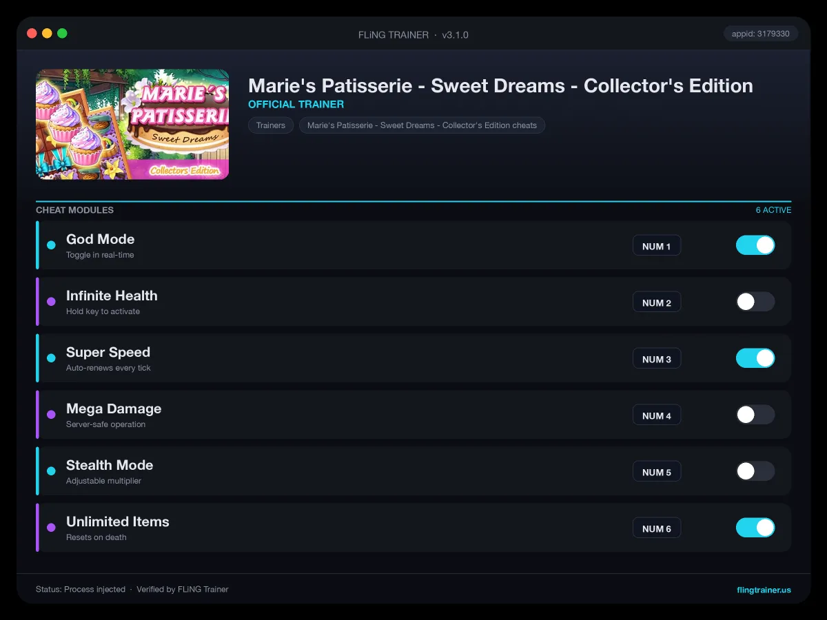 Marie's Patisserie - Sweet Dreams - Collector's Edition Trainer interface