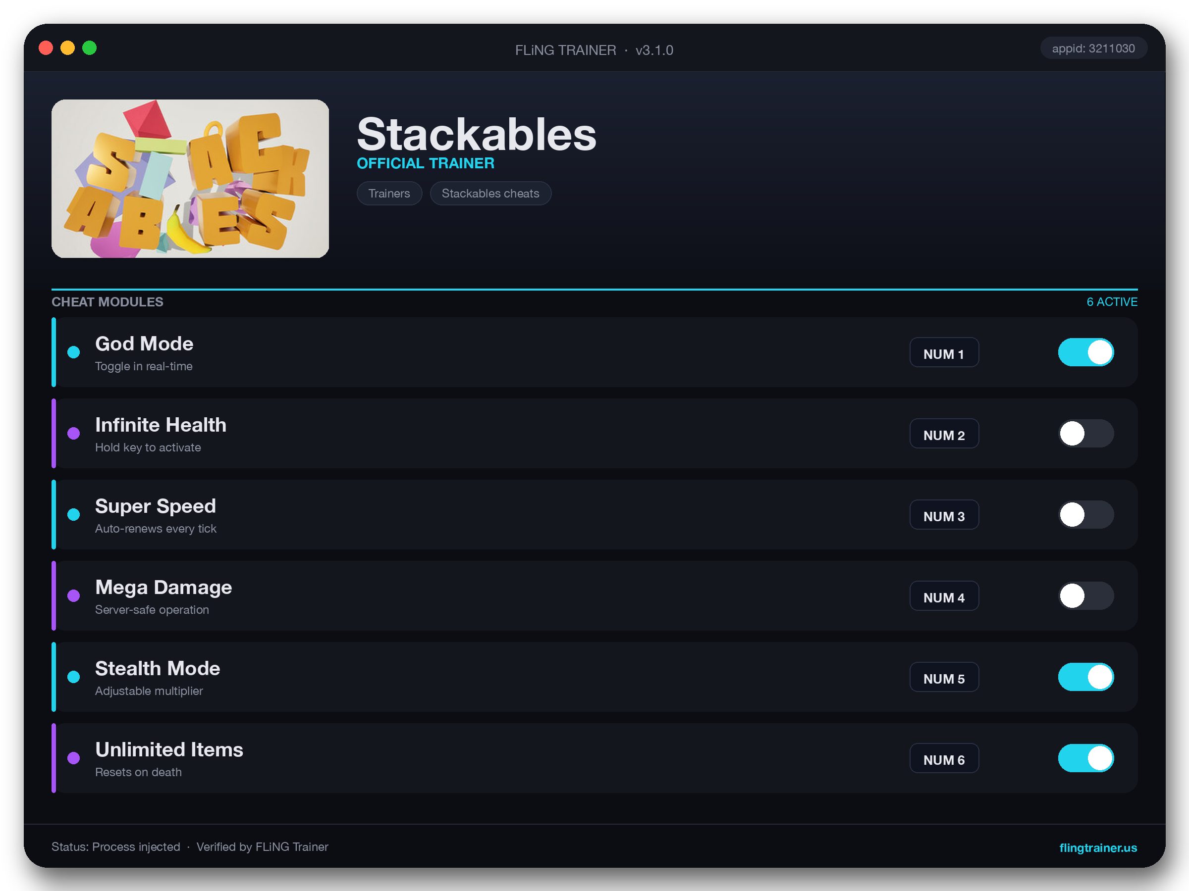Stackables Trainer interface