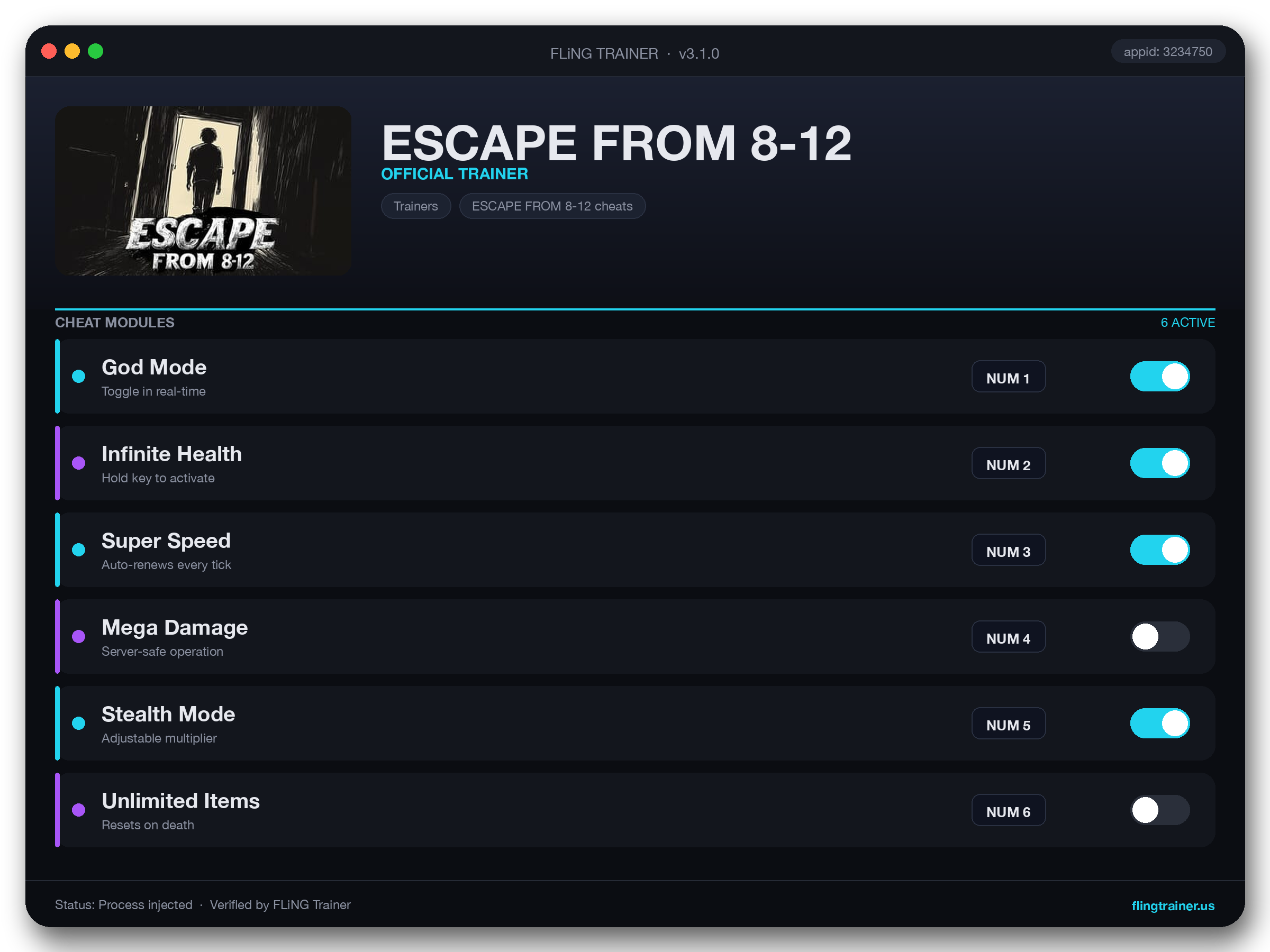 ESCAPE FROM 8-12 Trainer interface