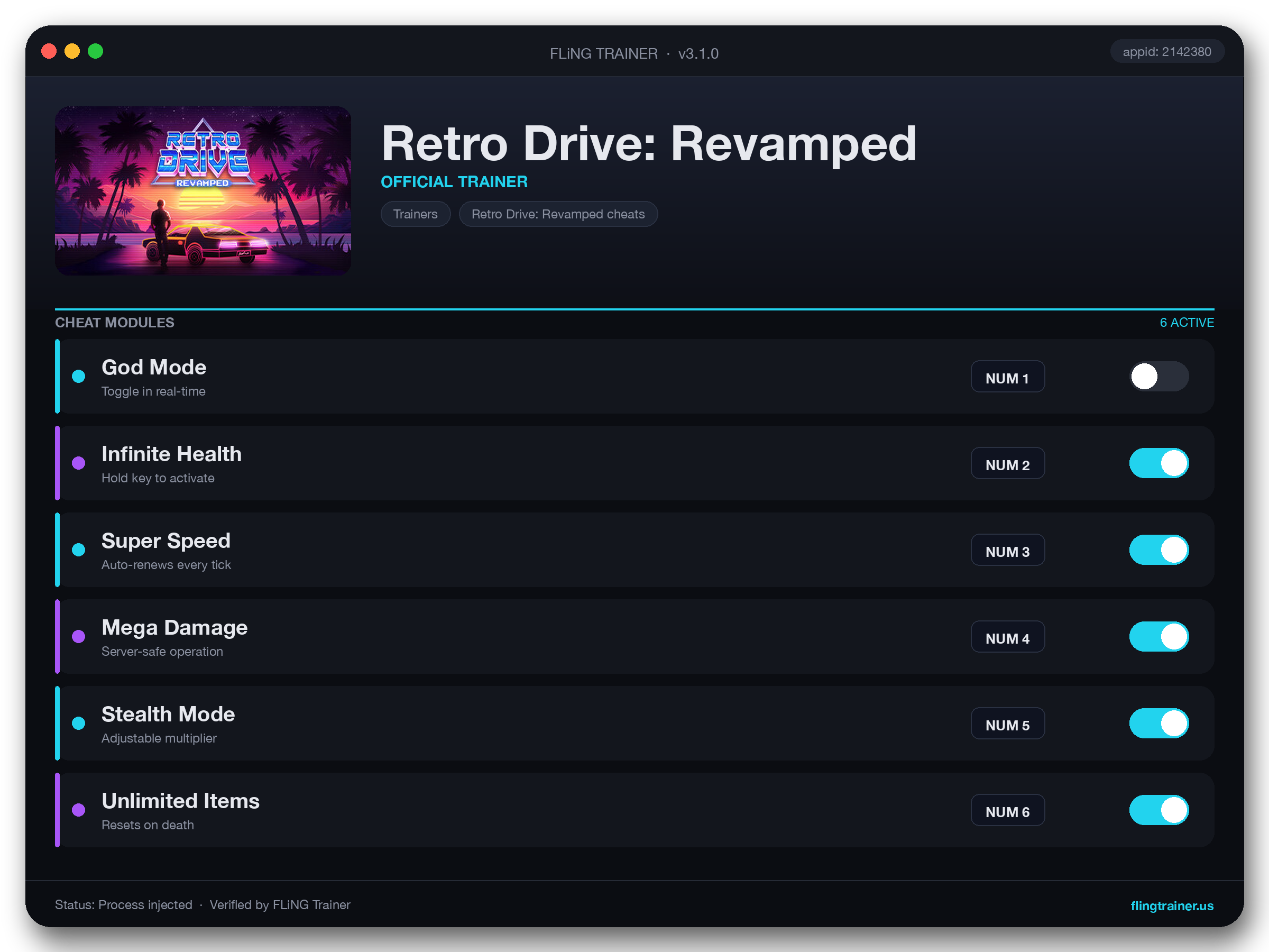 Retro Drive: Revamped Trainer interface