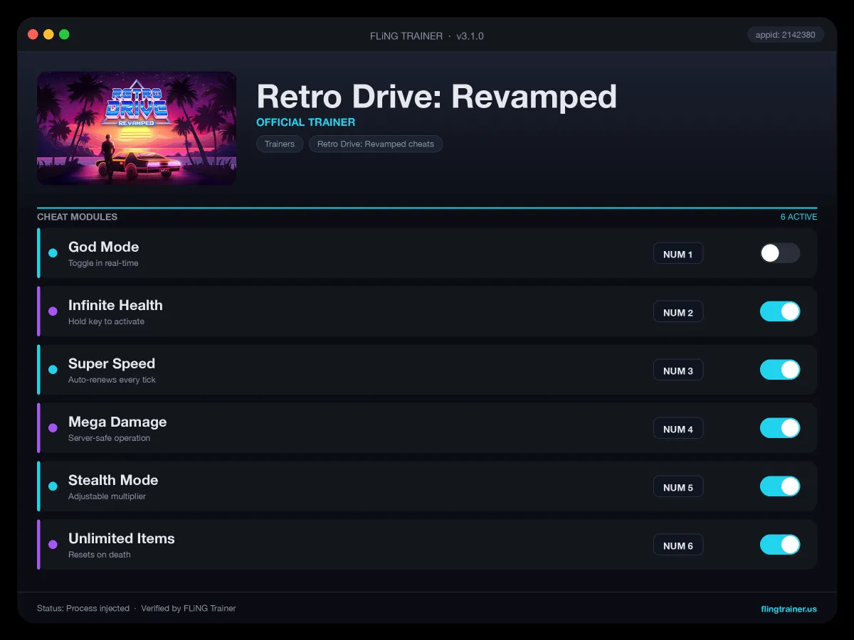 Retro Drive: Revamped Trainer interface