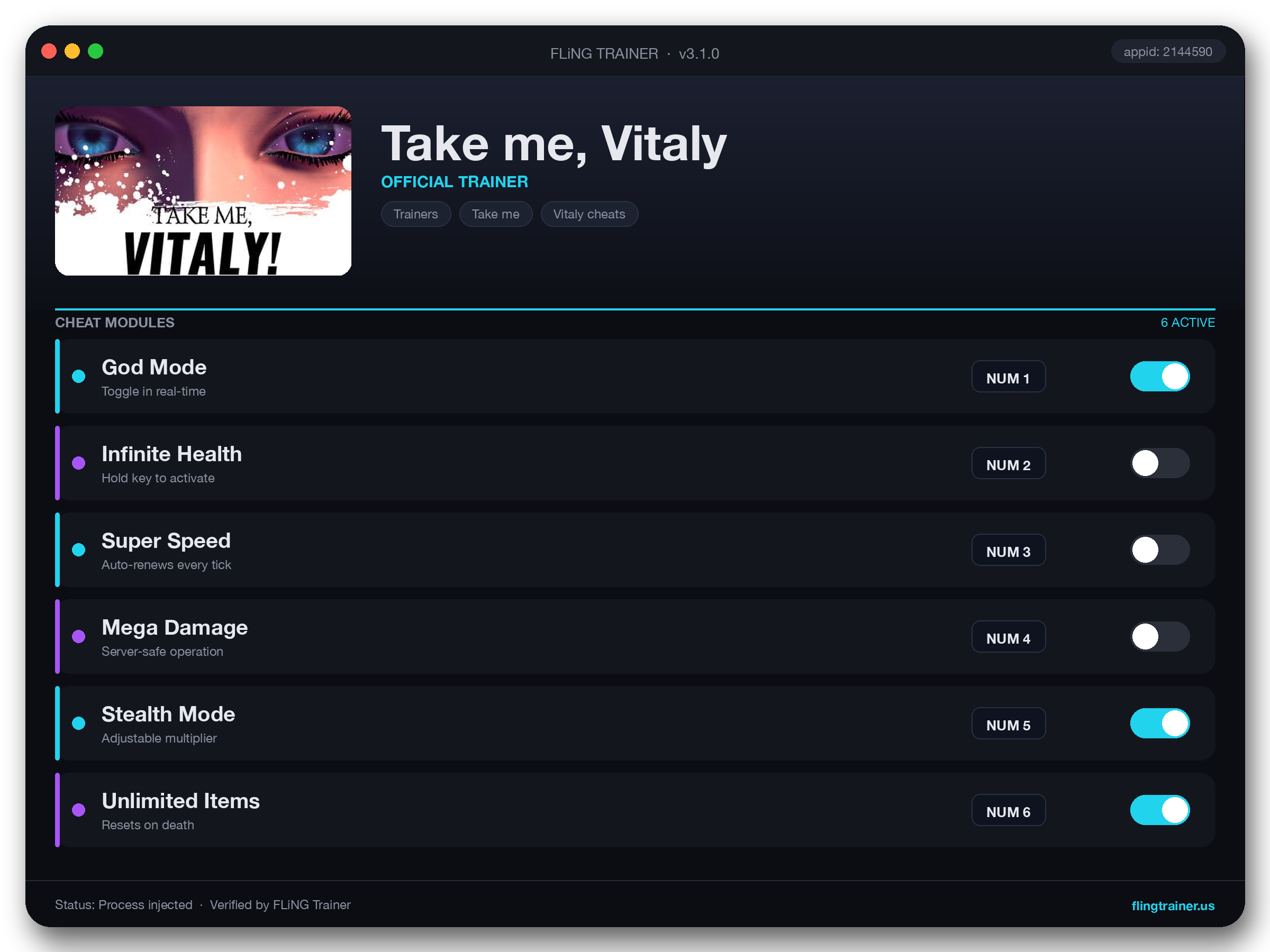 Take me, Vitaly Trainer interface