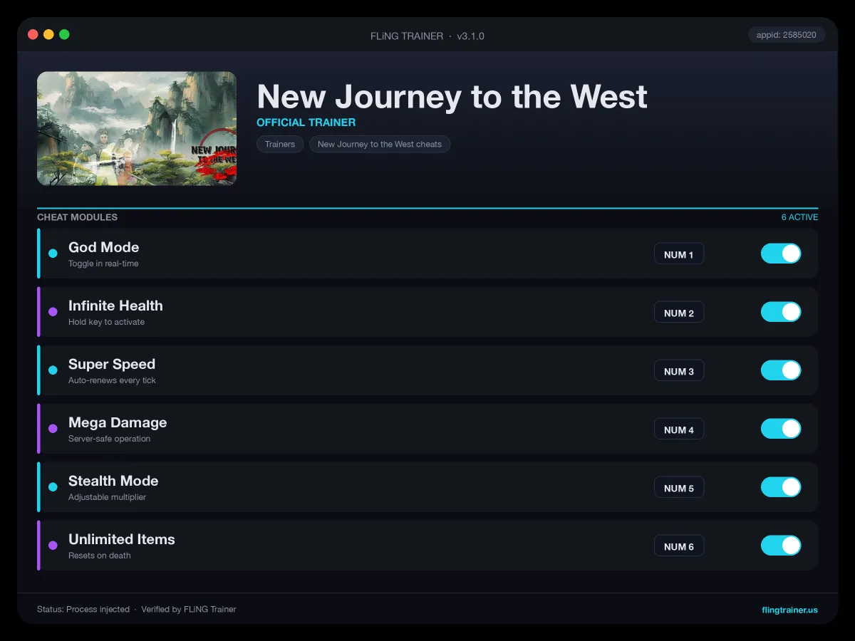 New Journey to the West Trainer interface