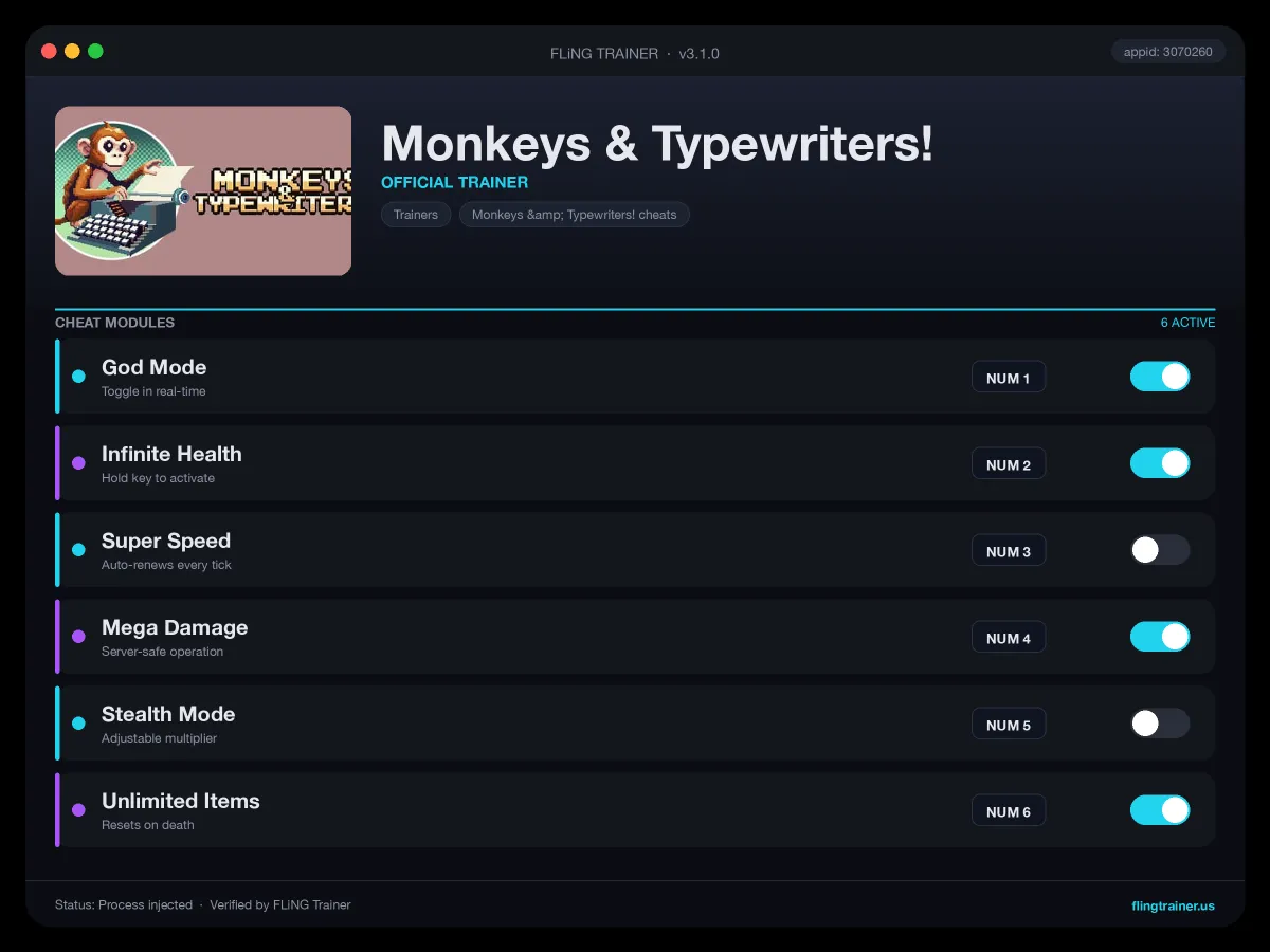 Monkeys & Typewriters! Trainer interface