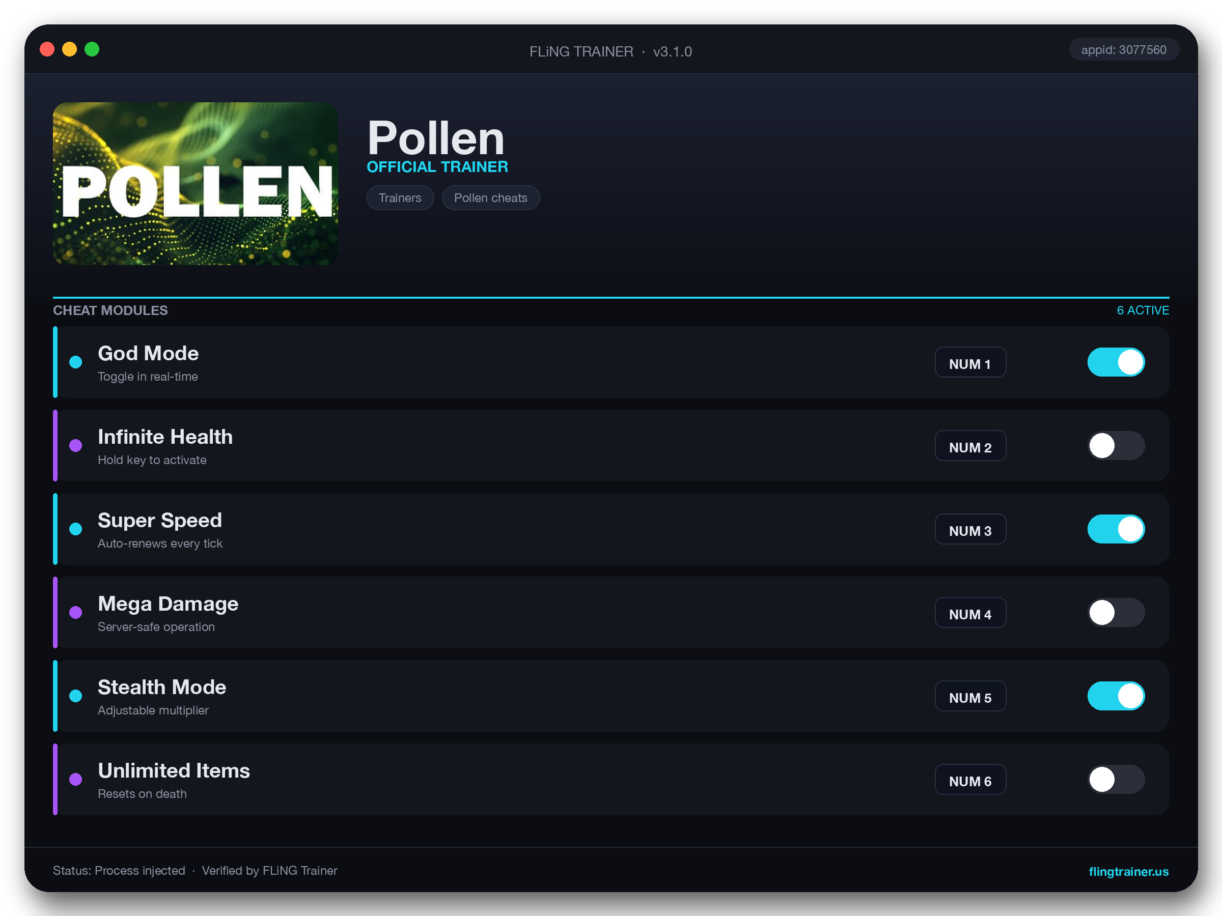 Pollen Trainer interface