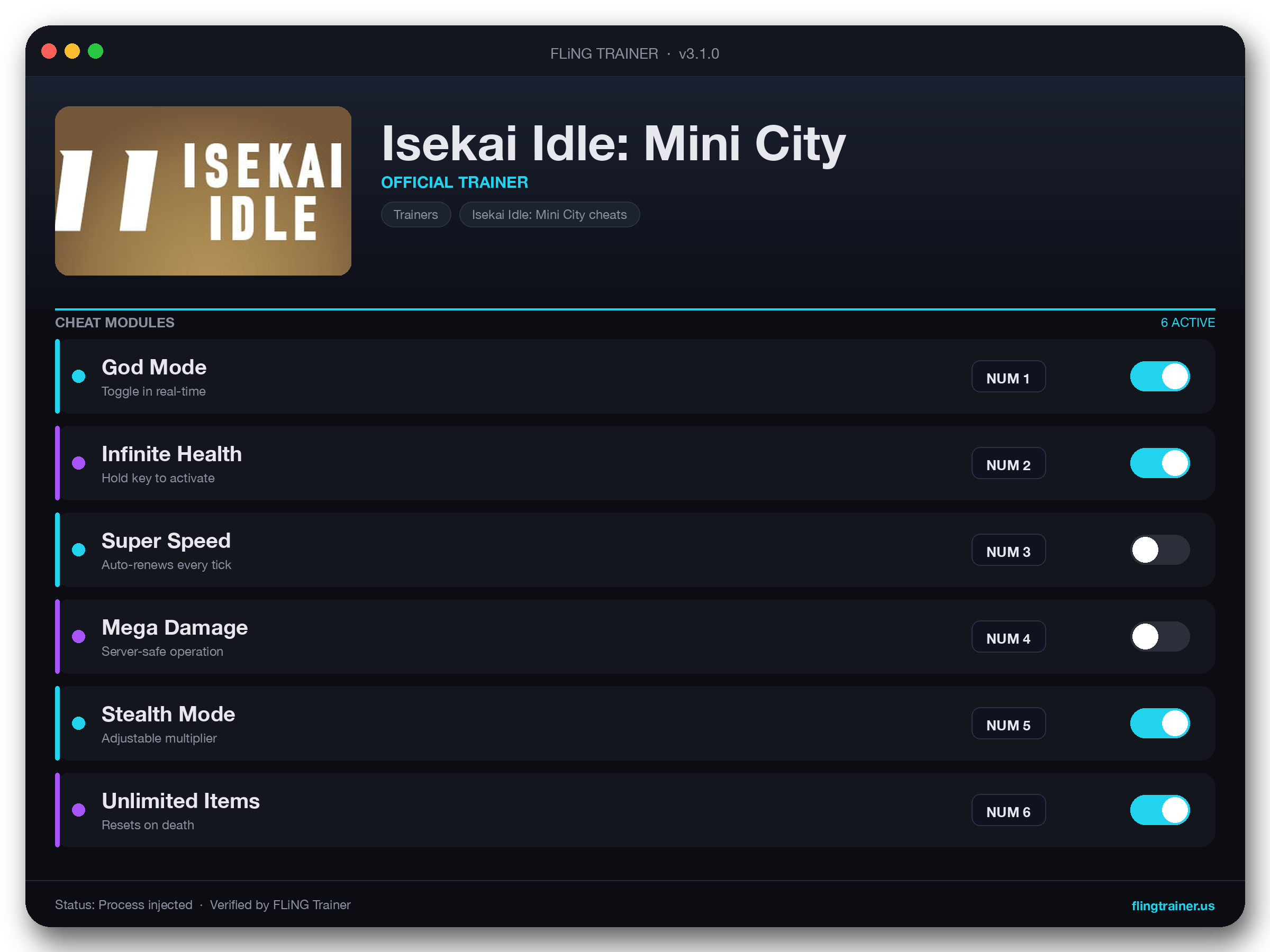 Isekai Idle: Mini City Trainer interface