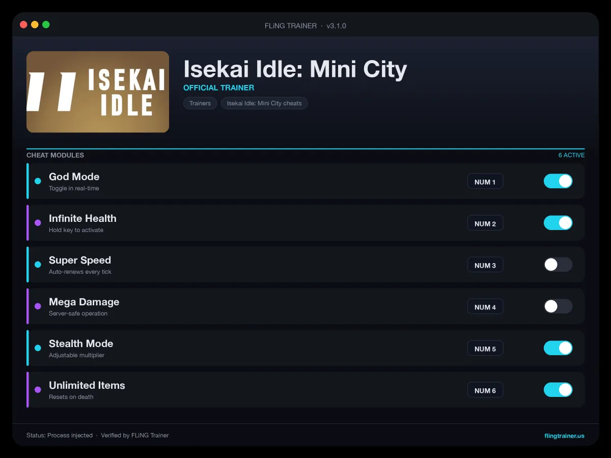 Isekai Idle: Mini City Trainer interface
