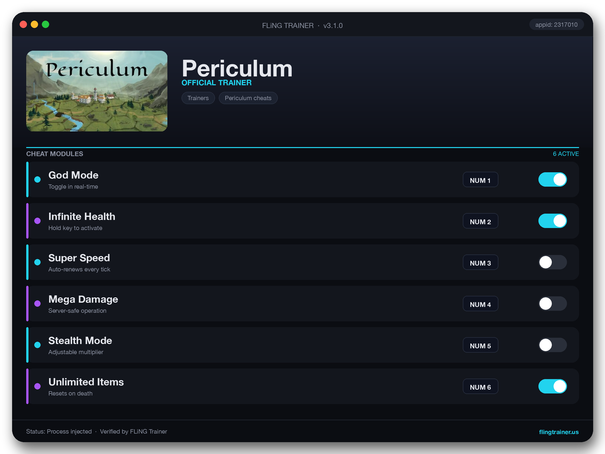 Periculum Trainer interface