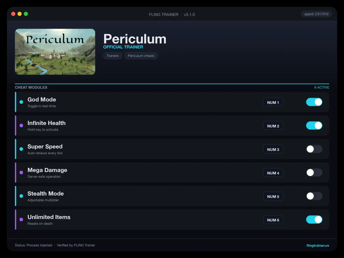Periculum Trainer interface
