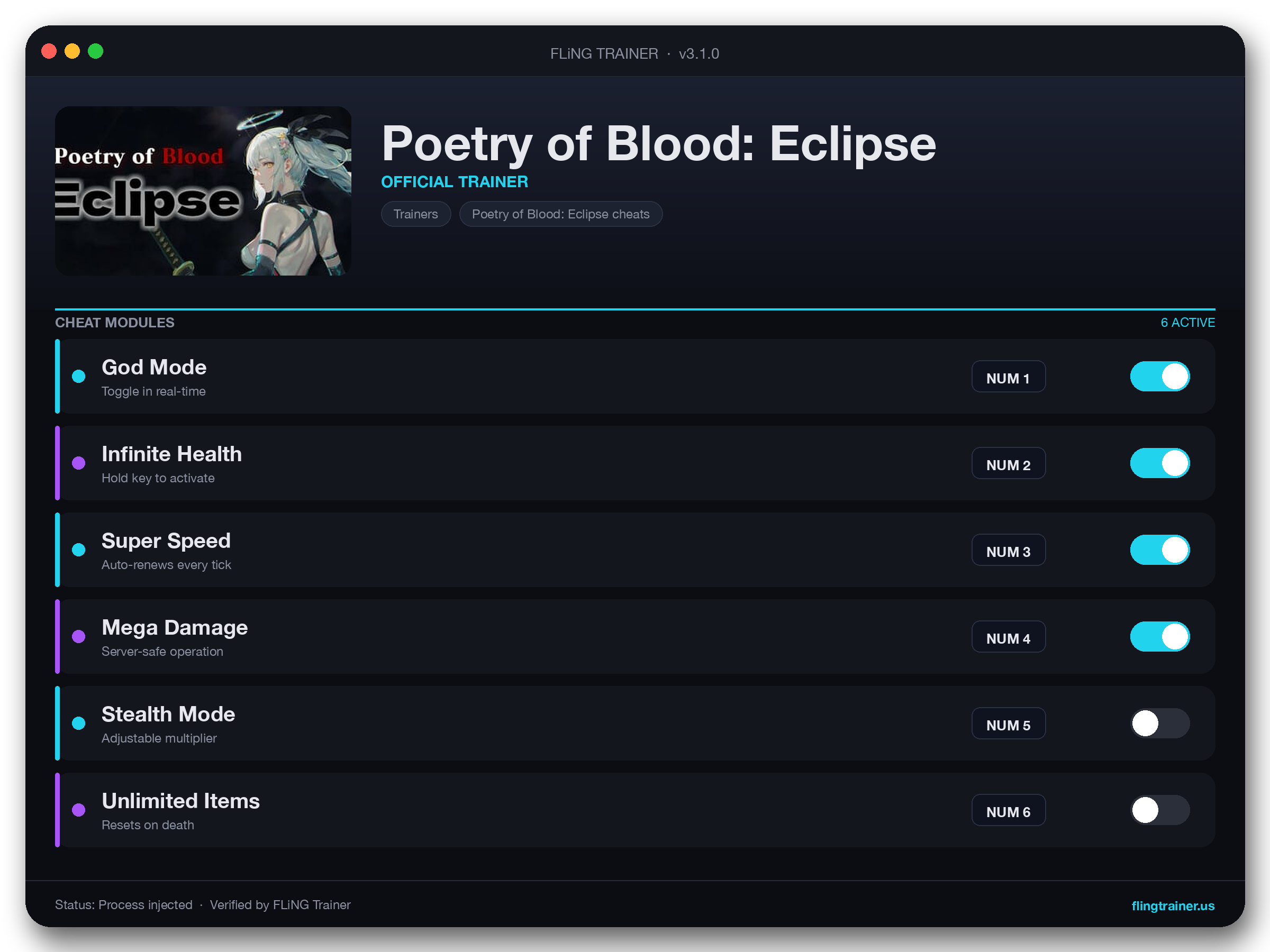 Poetry of Blood: Eclipse Trainer interface