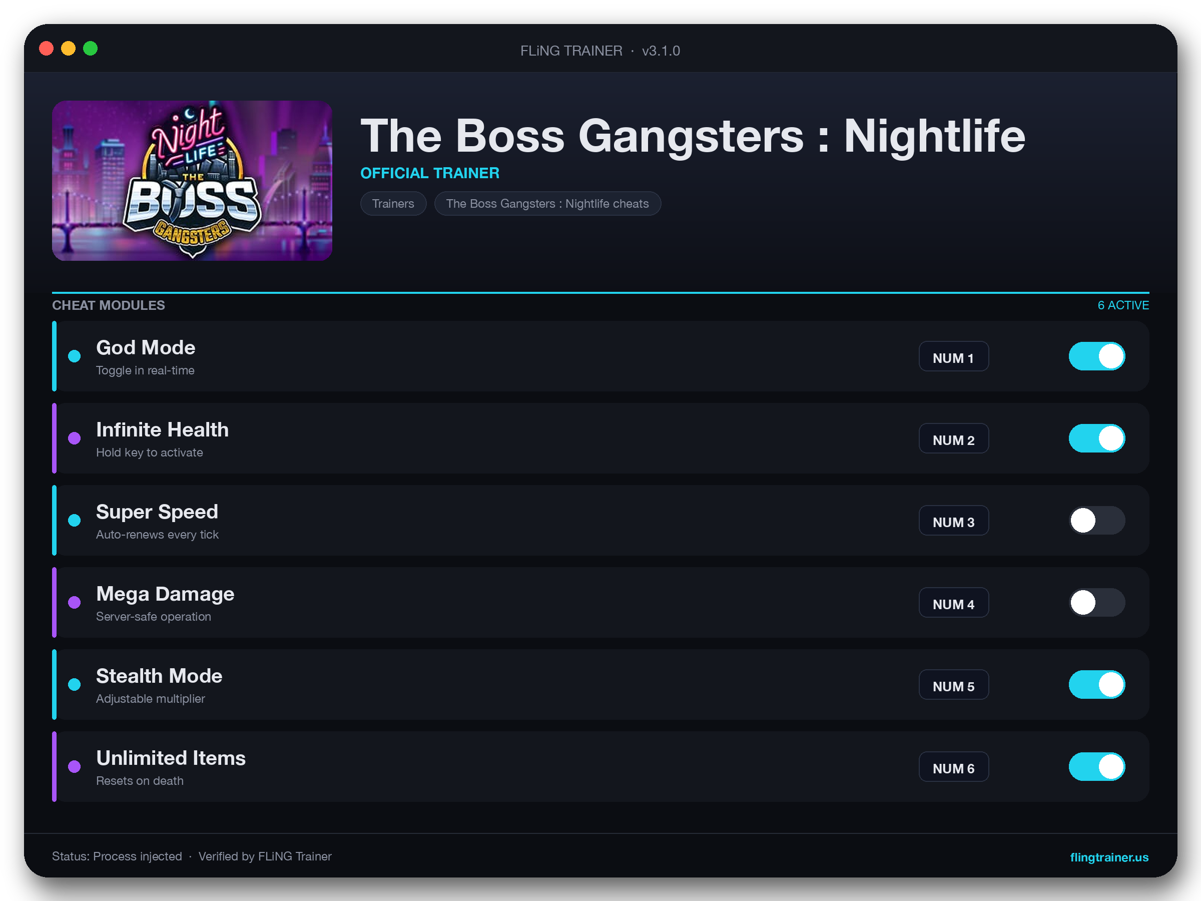 The Boss Gangsters : Nightlife Trainer interface