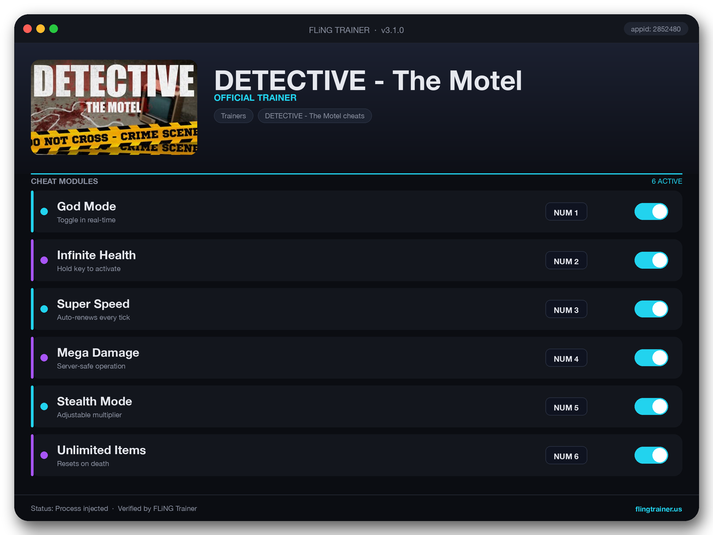 DETECTIVE - The Motel Trainer interface