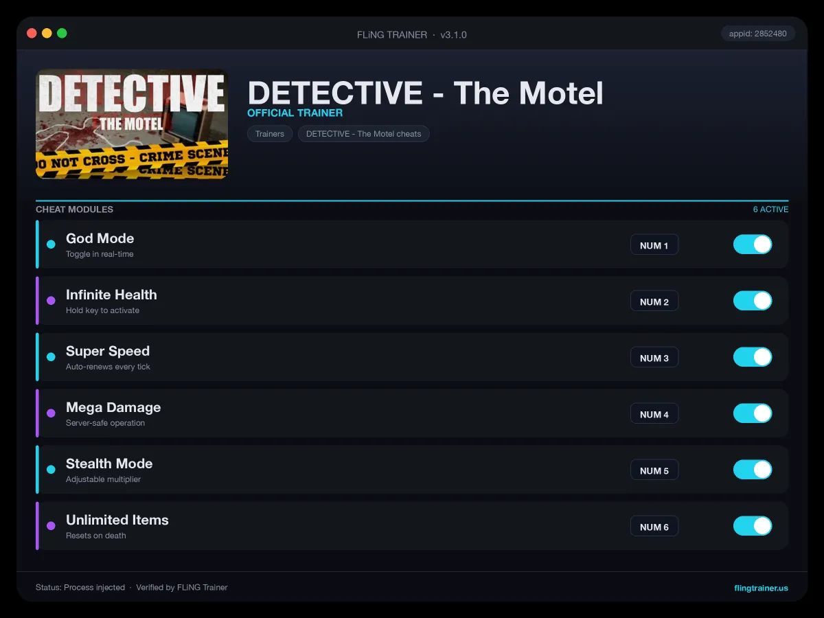 DETECTIVE - The Motel Trainer interface